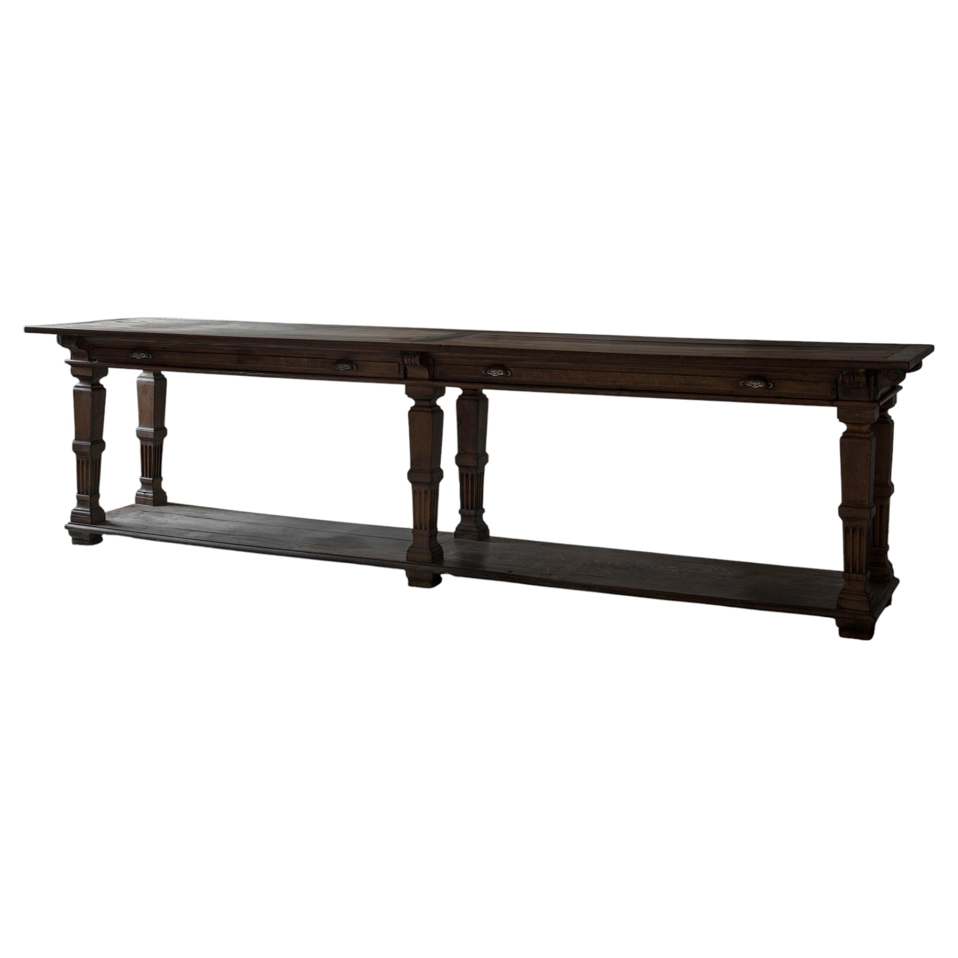 Monumental Renaissance Style French 19th Century Drapers Table in Oak