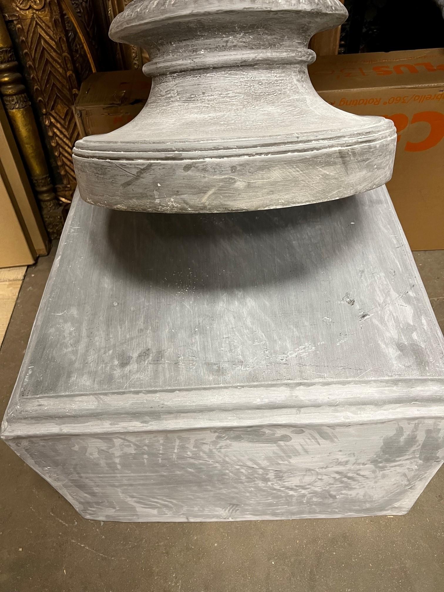 Monumental Reproduction Fiberglass Urn with Large Handles on a Pedestal  For Sale 7