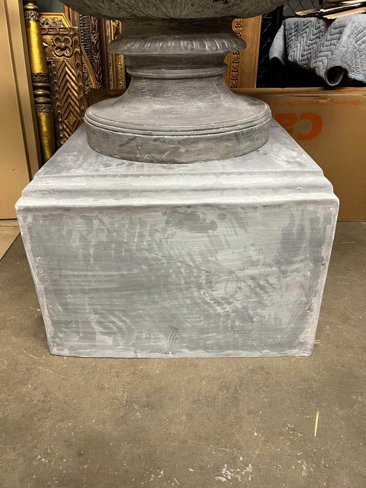 Monumental Reproduction Fiberglass Urn with Large Handles on a Pedestal  For Sale 8