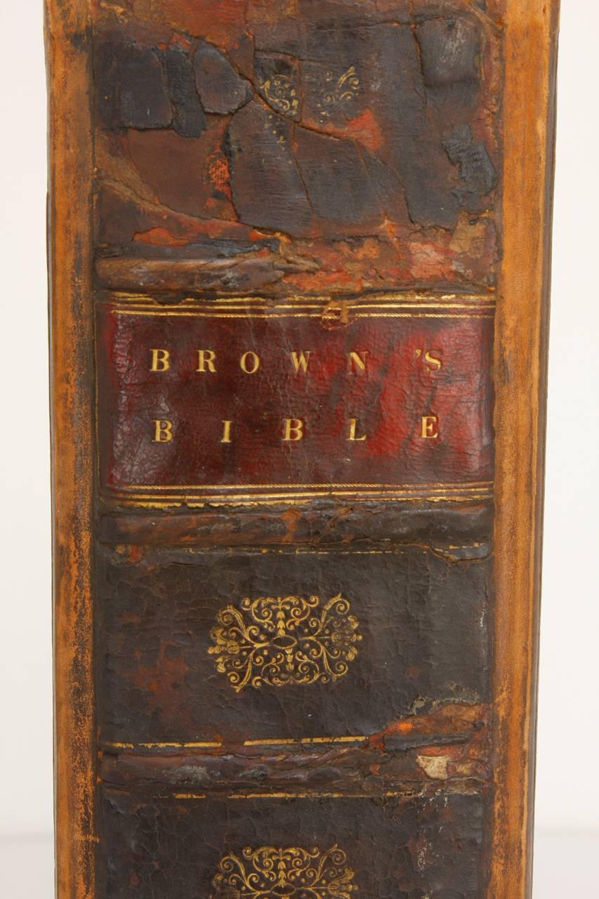 Paper Monumental Rev. John Brown's Leather Holy Bible, circa 1812