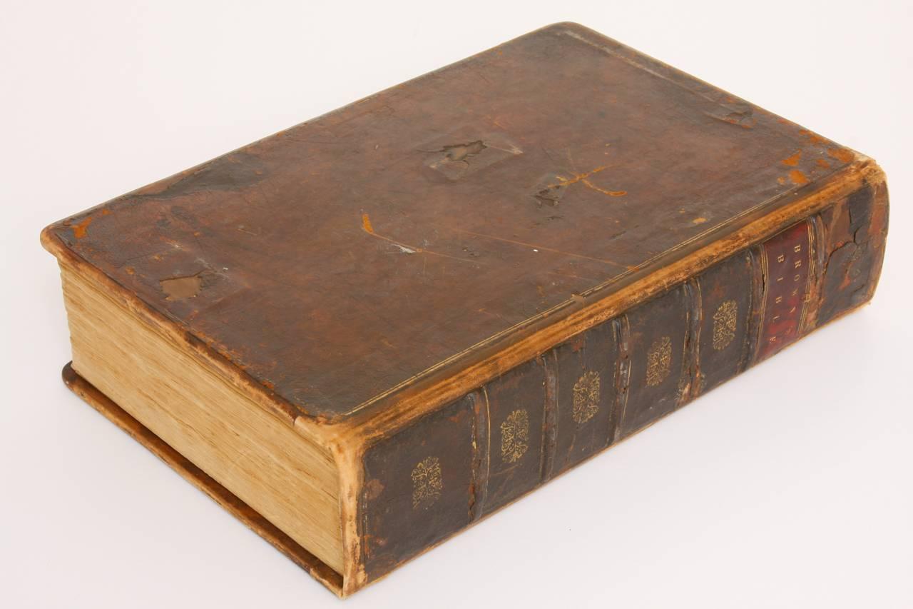 Monumental Rev. John Brown's Leather Holy Bible, circa 1812 In Fair Condition In Rio Vista, CA