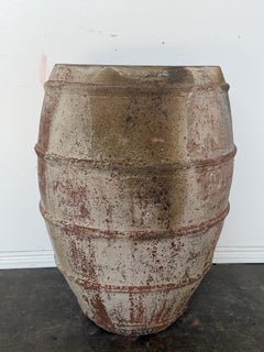Monumental Ribbed Terracotta Planter with Heavily Distressed Patina