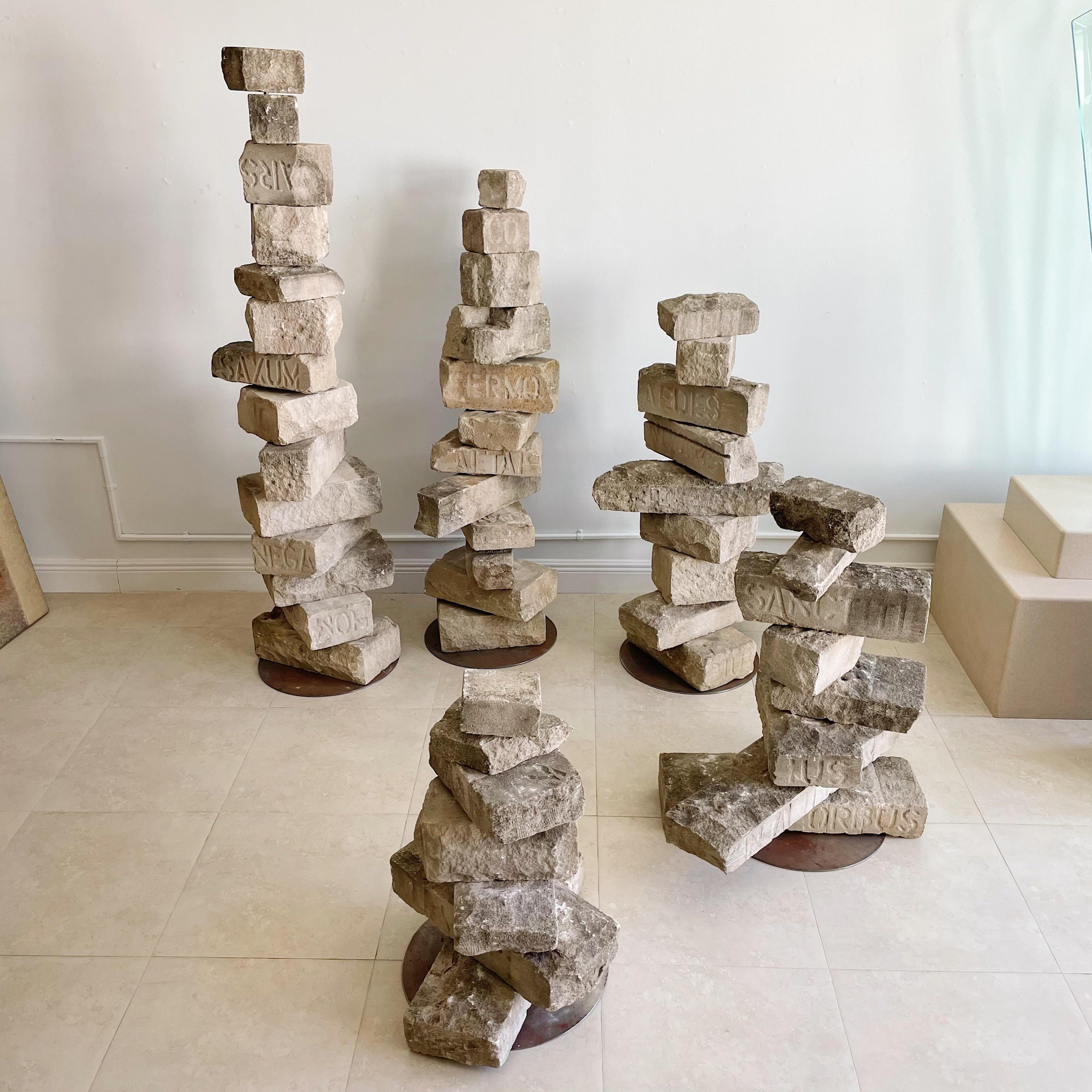 Monumental Rob Neilson Vintage Stacked Stone Indoor Outdoor Sculpture
