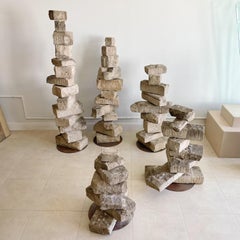 Monumental Rob Neilson Vintage Stacked Stone Indoor Outdoor Sculpture