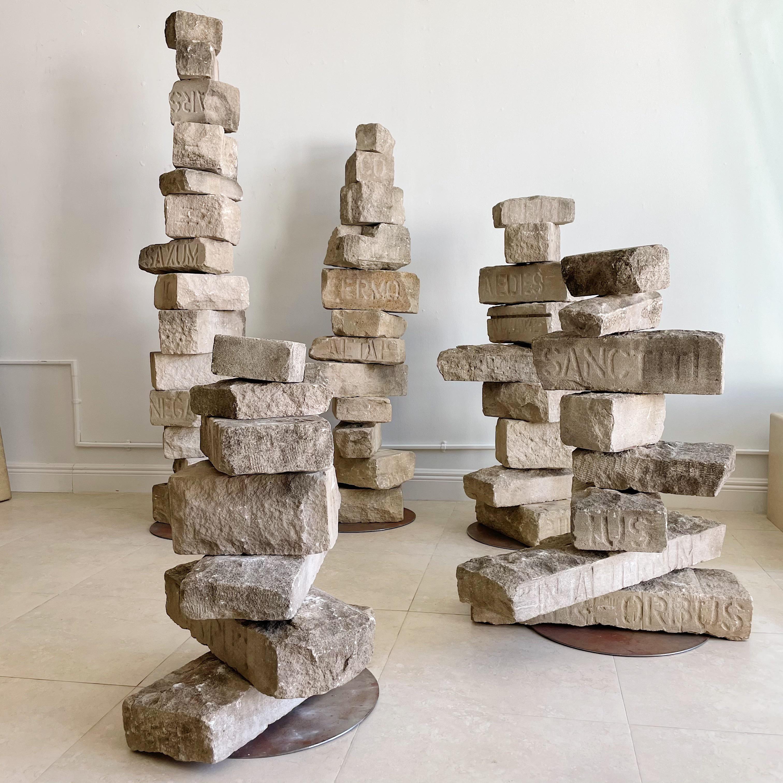 Monumental Rob Neilson Vintage Stacked Stone Indoor Outdoor Sculpture