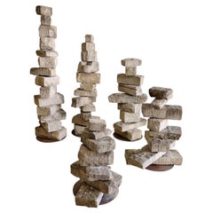 Monumental Rob Neilson Vintage Stacked Stone Indoor Outdoor Sculpture