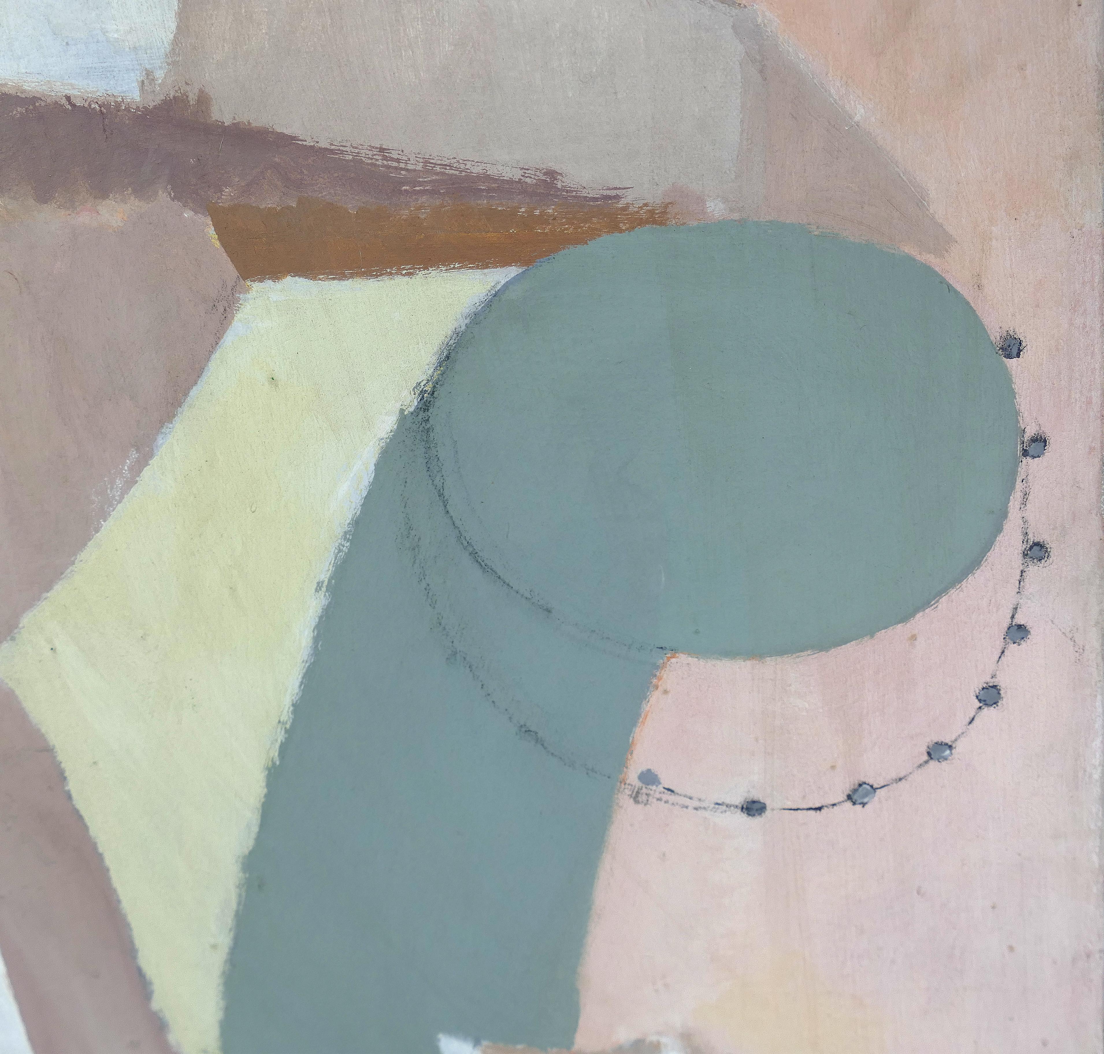 Hand-Painted Large Vintage Robert Casper Abstract Painting, Woman and Cat, 1977