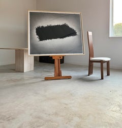 Monumentale Graphit- und Kohlezeichnung von Robert Flynn, signiert, gerahmt, Minimalismus
