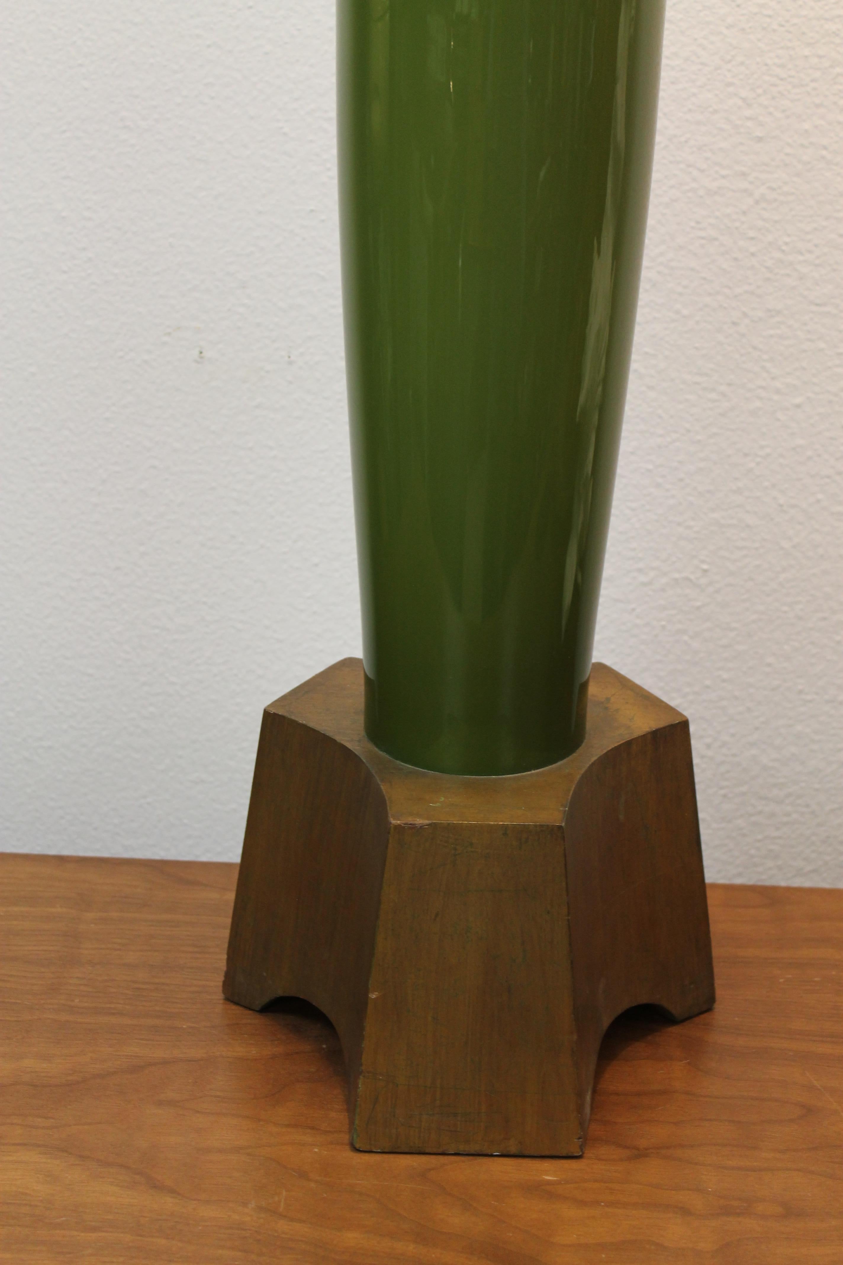 Monumental Rocket Style Green Glass Lamp 4