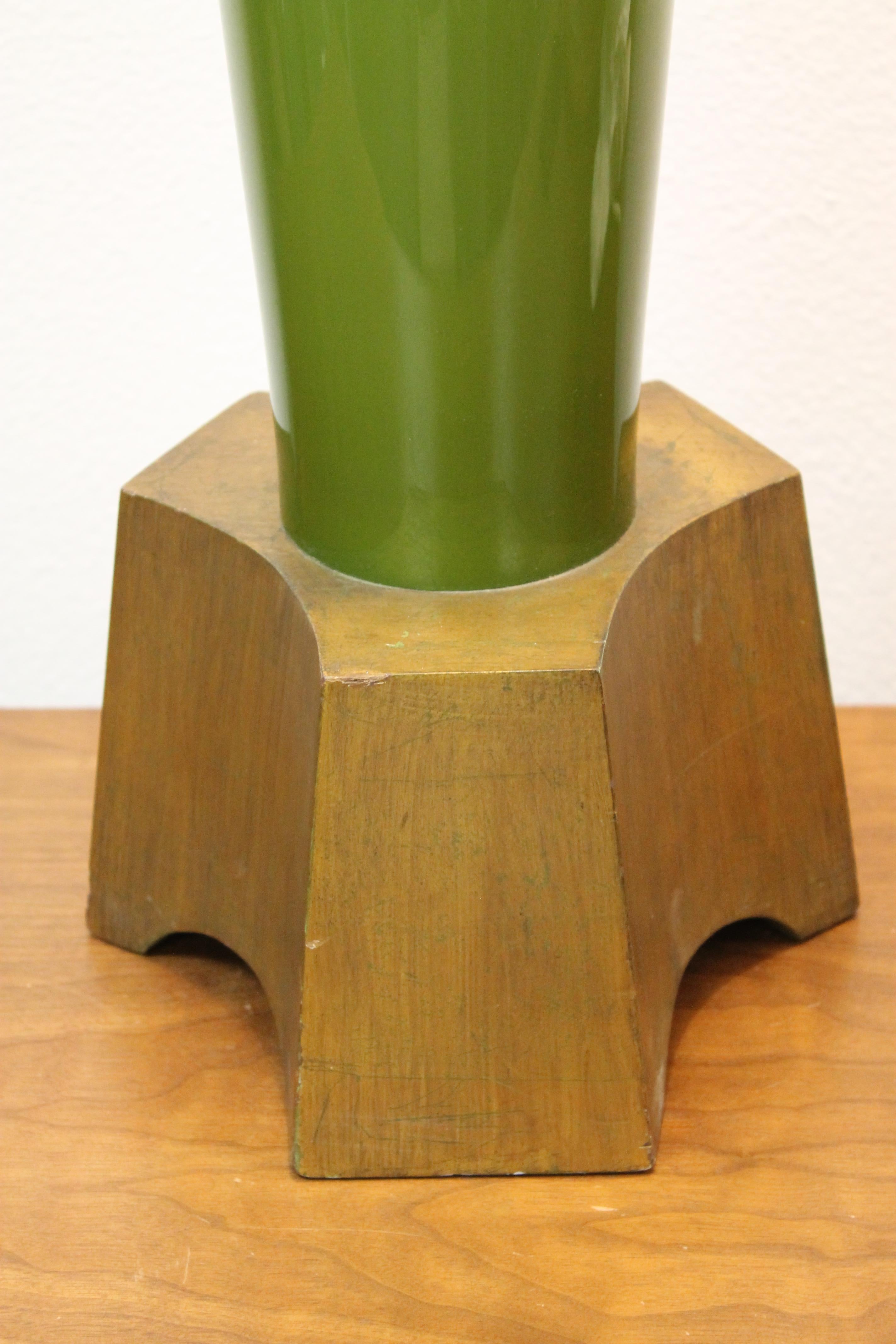Monumental Rocket Style Green Glass Lamp 5