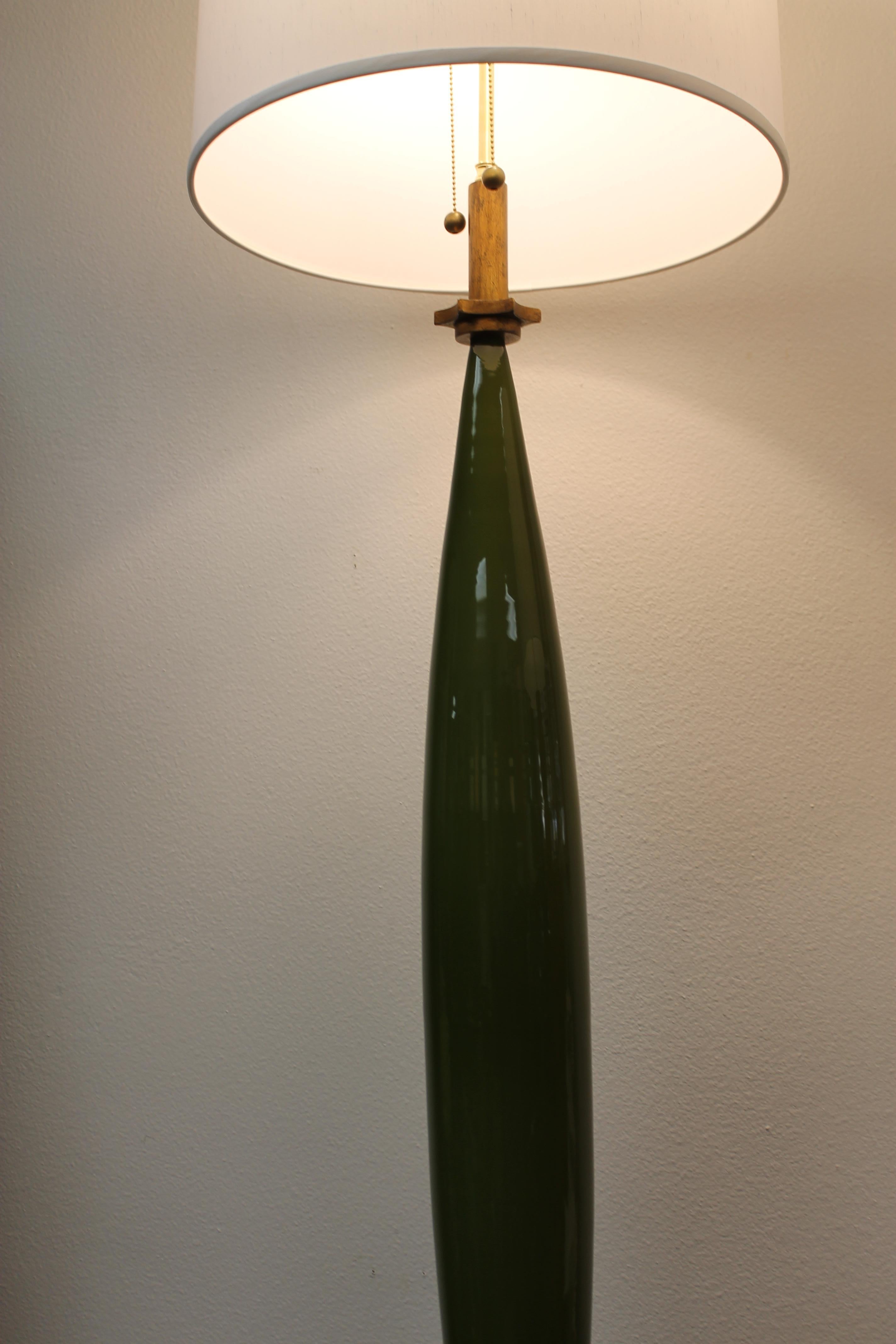 American Monumental Rocket Style Green Glass Lamp