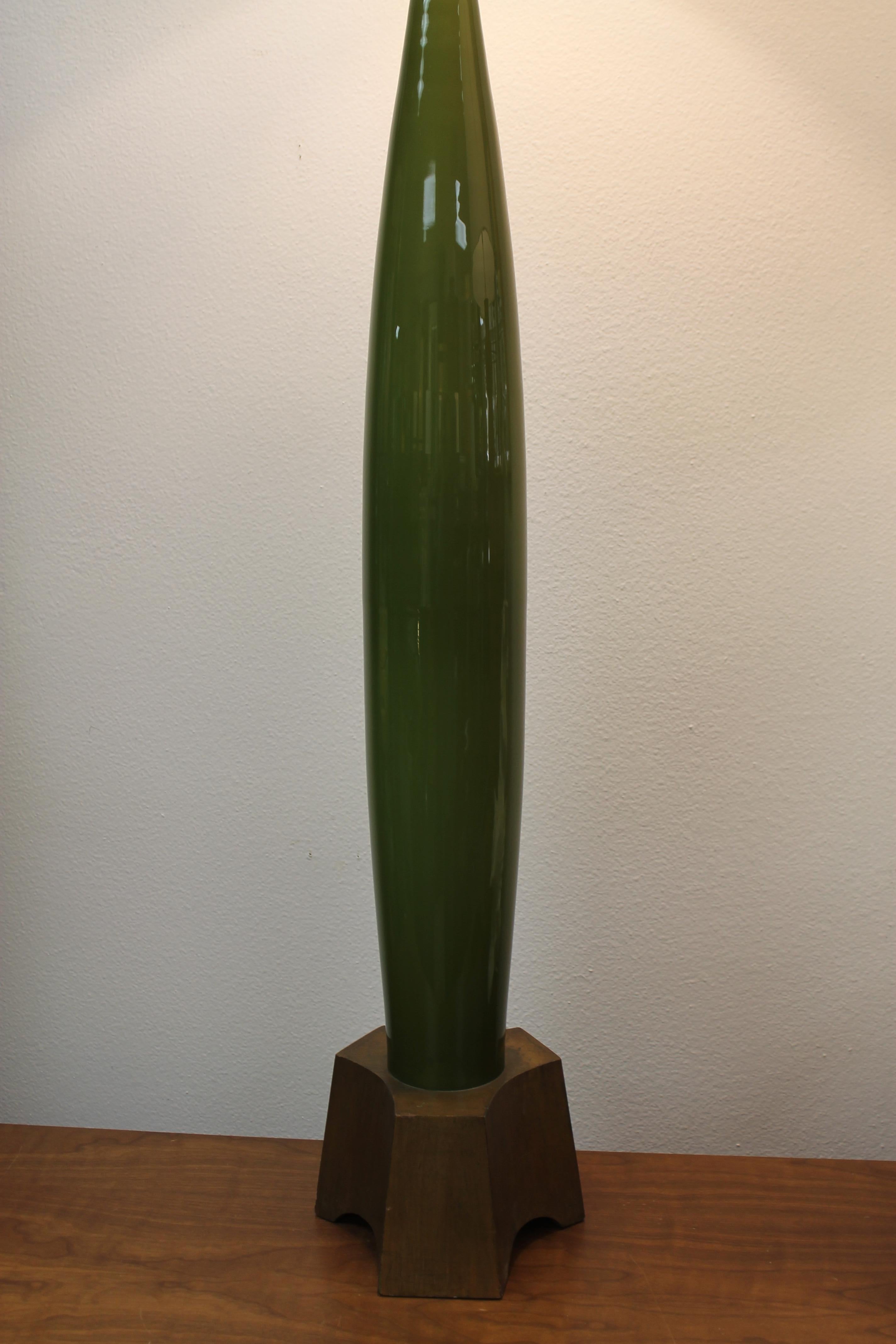 Monumental Rocket Style Green Glass Lamp 2