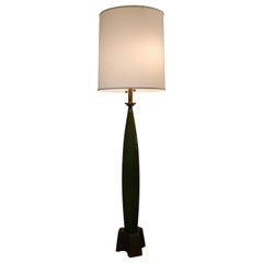 Vintage Monumental Rocket Style Green Glass Lamp