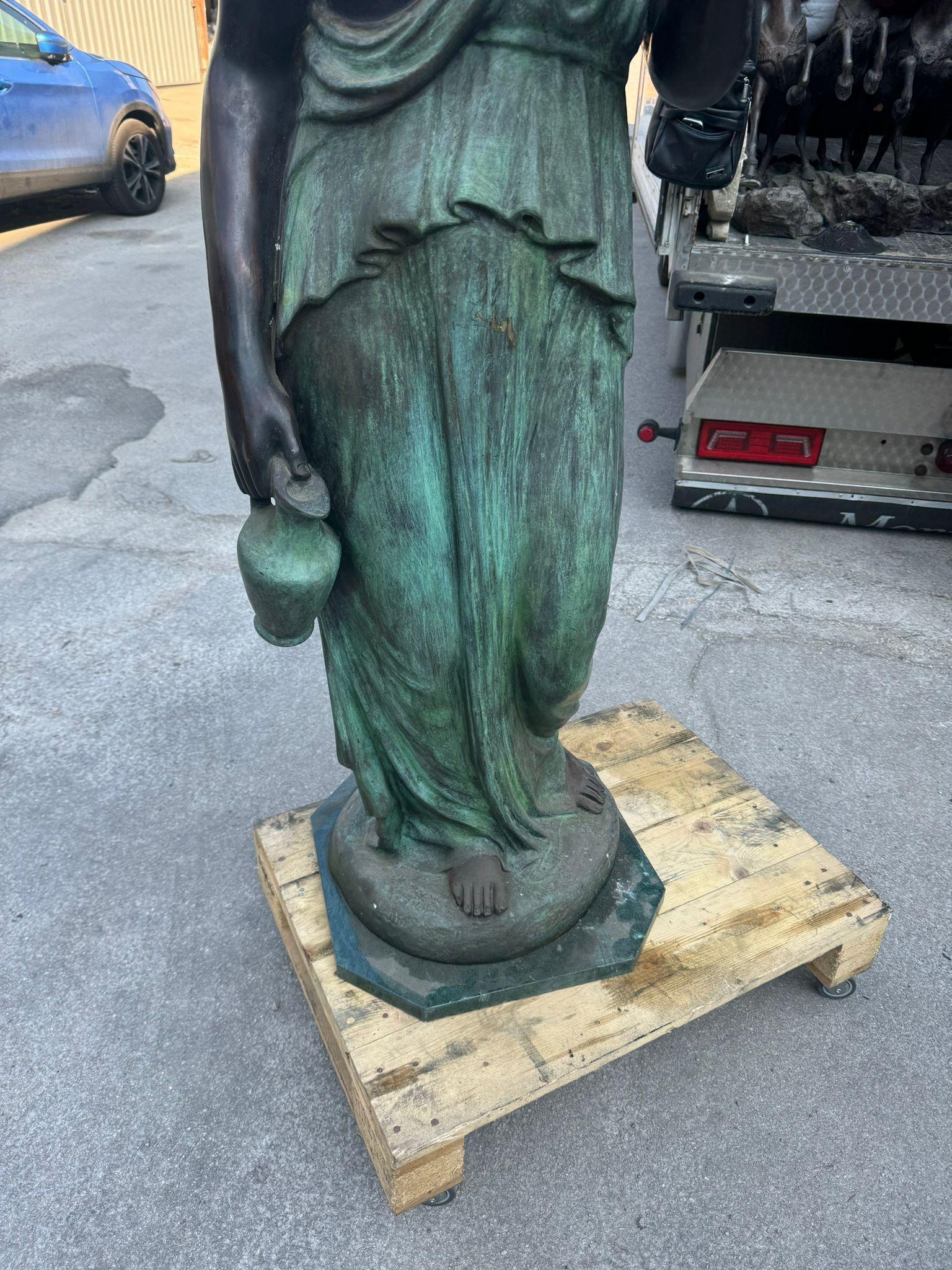 20th Century Monumental Roman Bronze Sculpture of Hebe 160 Cm