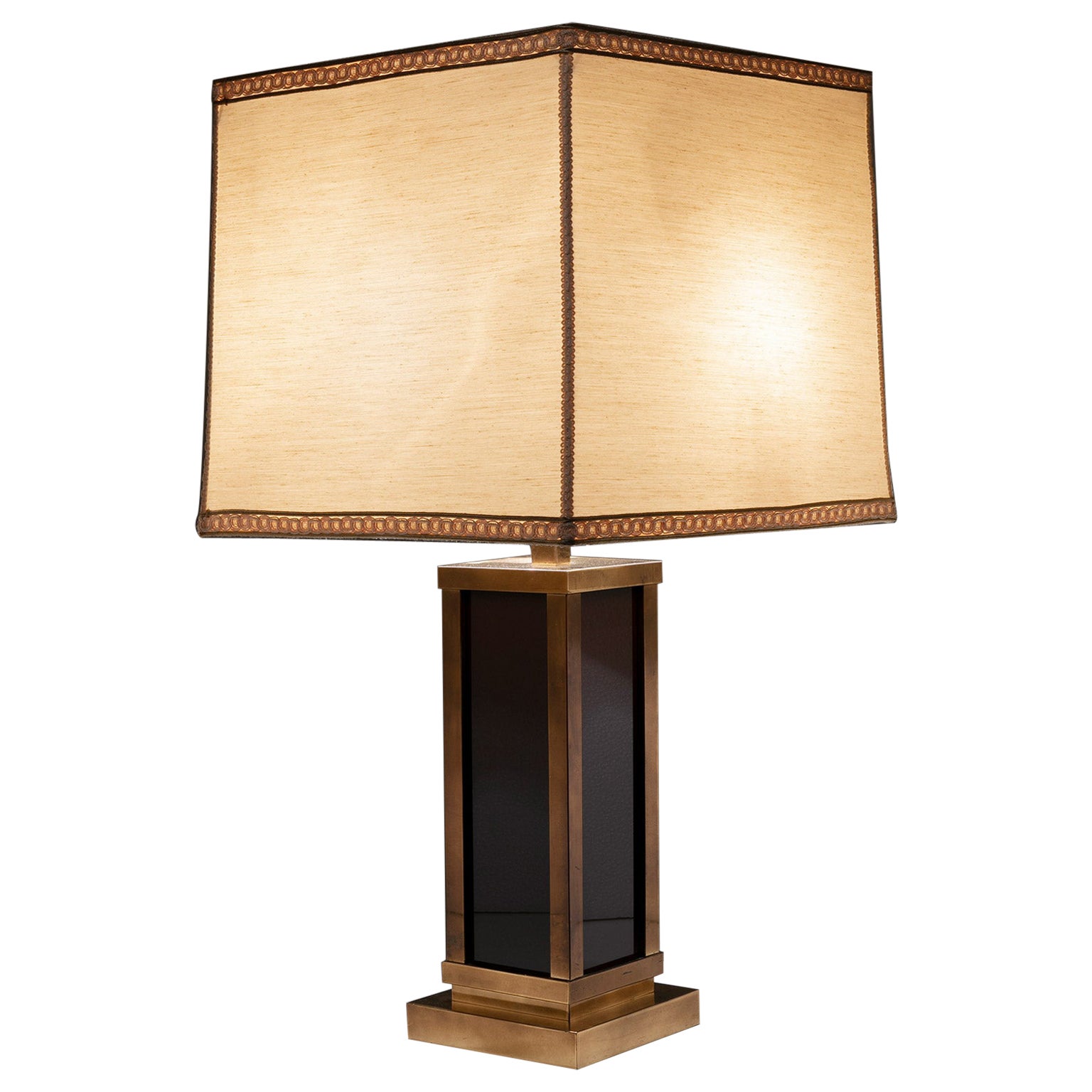 Monumental Romeo Rega Style Minimal Brass Table Lamp, Italy, 1970s