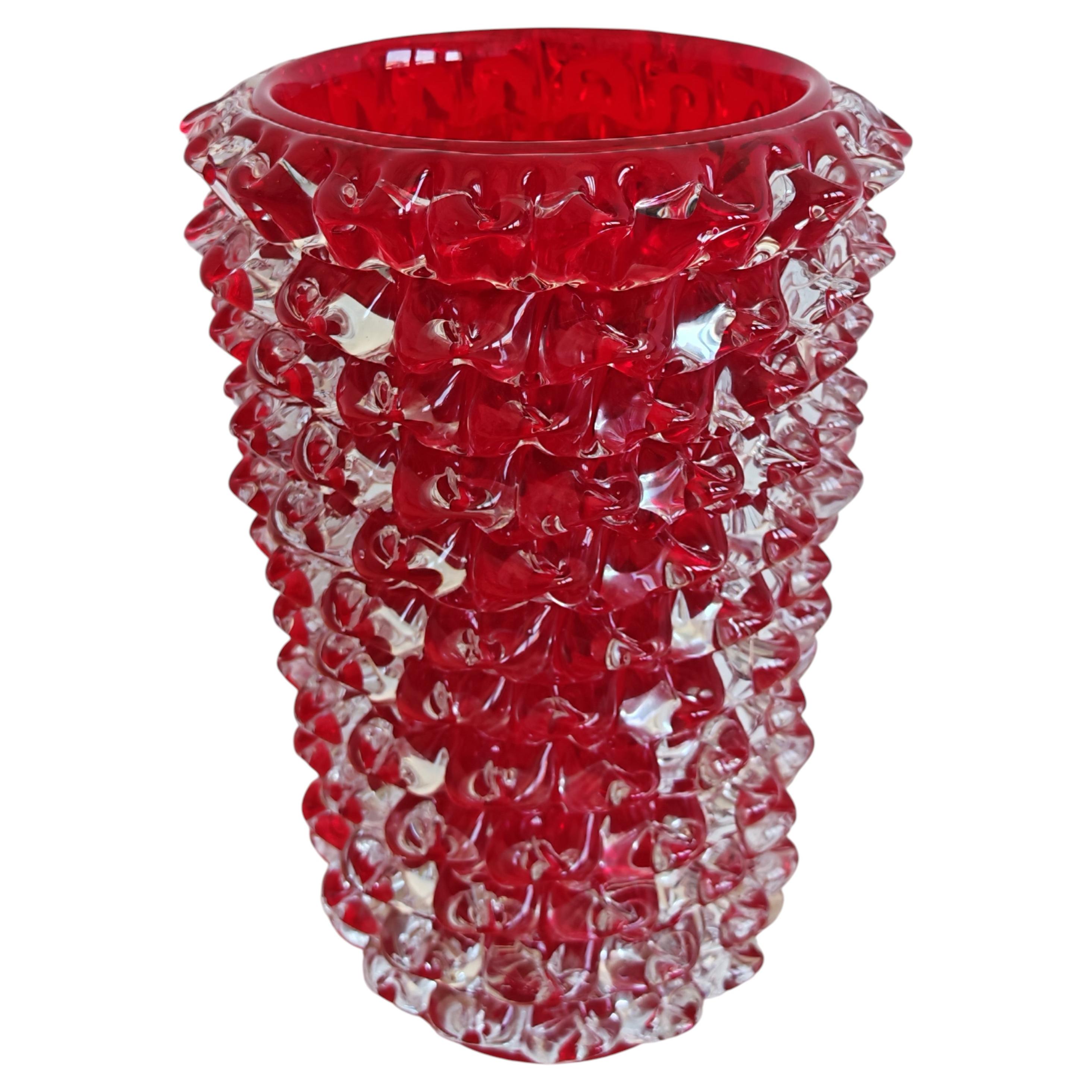 Monumental Rostrato Vase in Ruby Murano glass attr. to Barovier, Italy 1960s