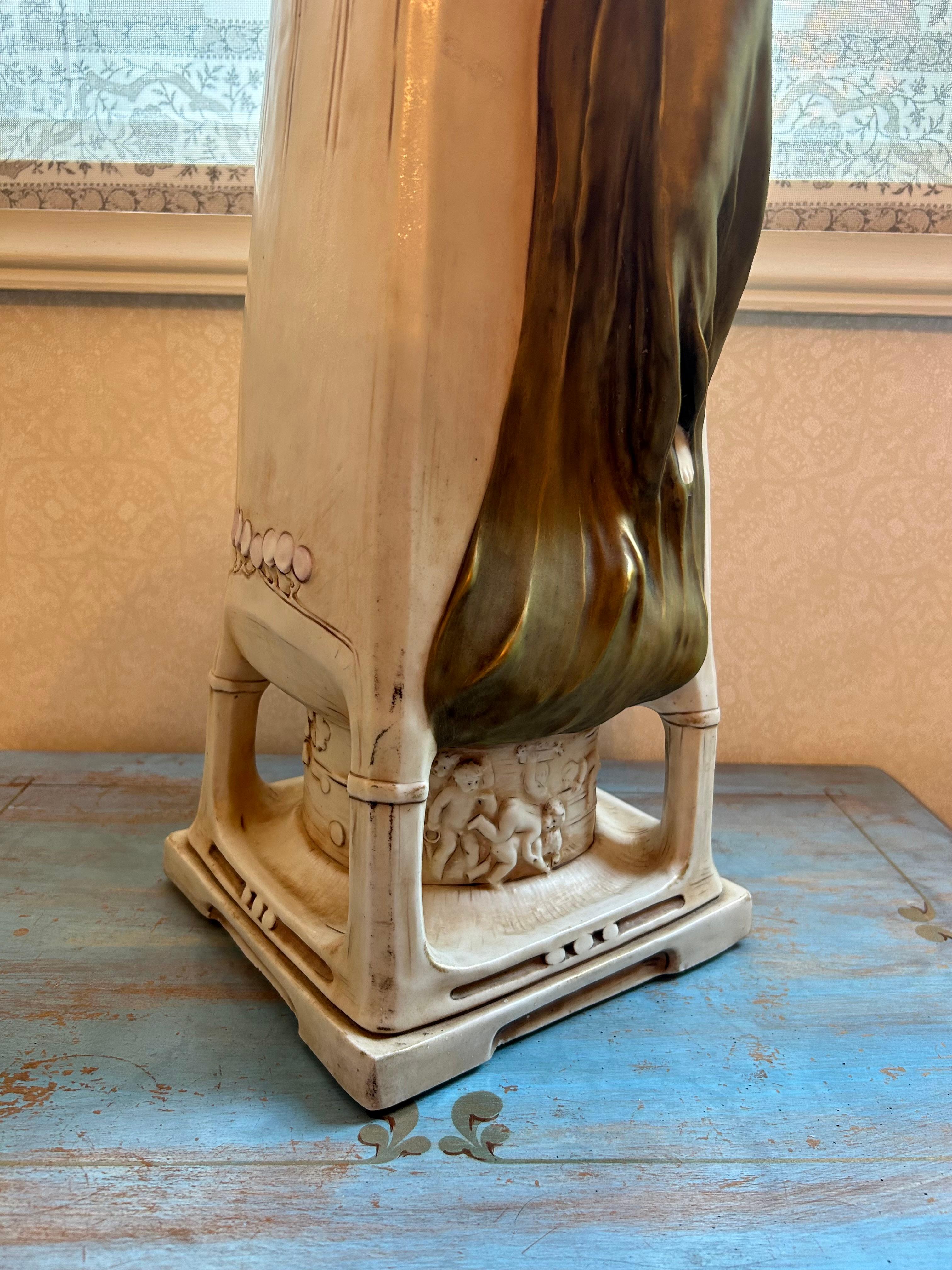 Monumental  Royal Dux Art Nouveau Vase Early 20th Century For Sale 4