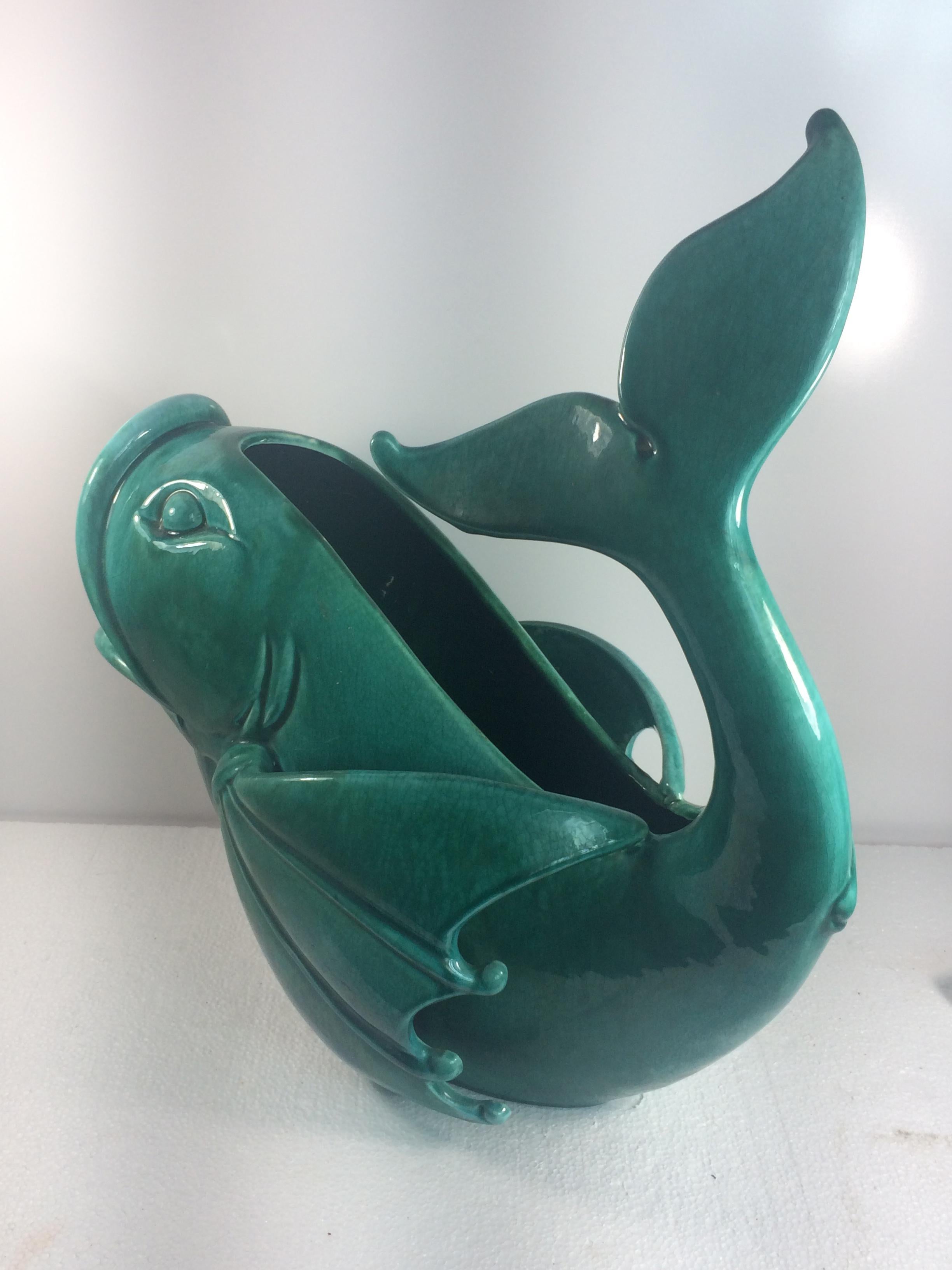 Monumental Royal Haeger Pottery Decorative Fish Vase For Sale at