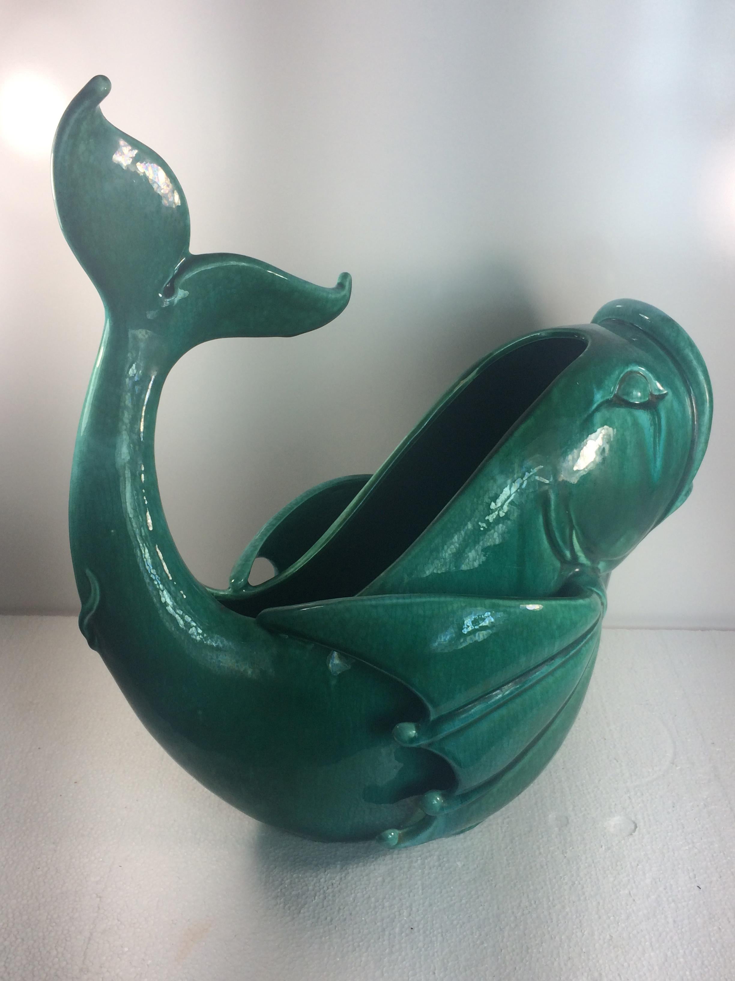 Monumental Royal Haeger Pottery Decorative Fish Vase In Good Condition In West Palm Beach, FL