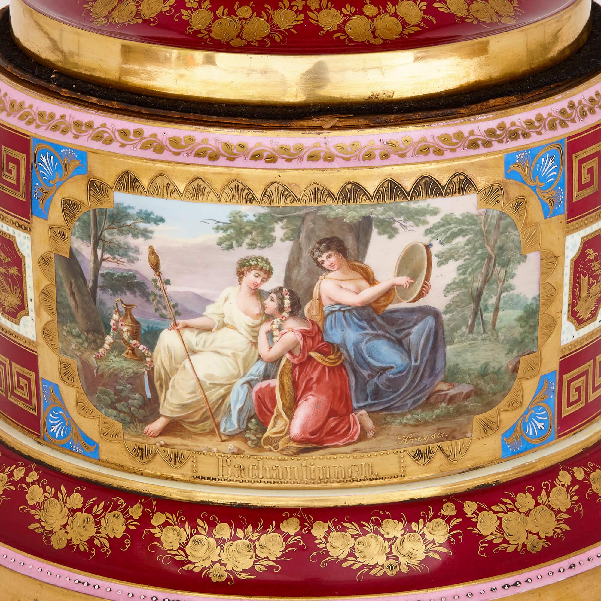 Monumental Royal Vienna Classical Porcelain Vase For Sale 3