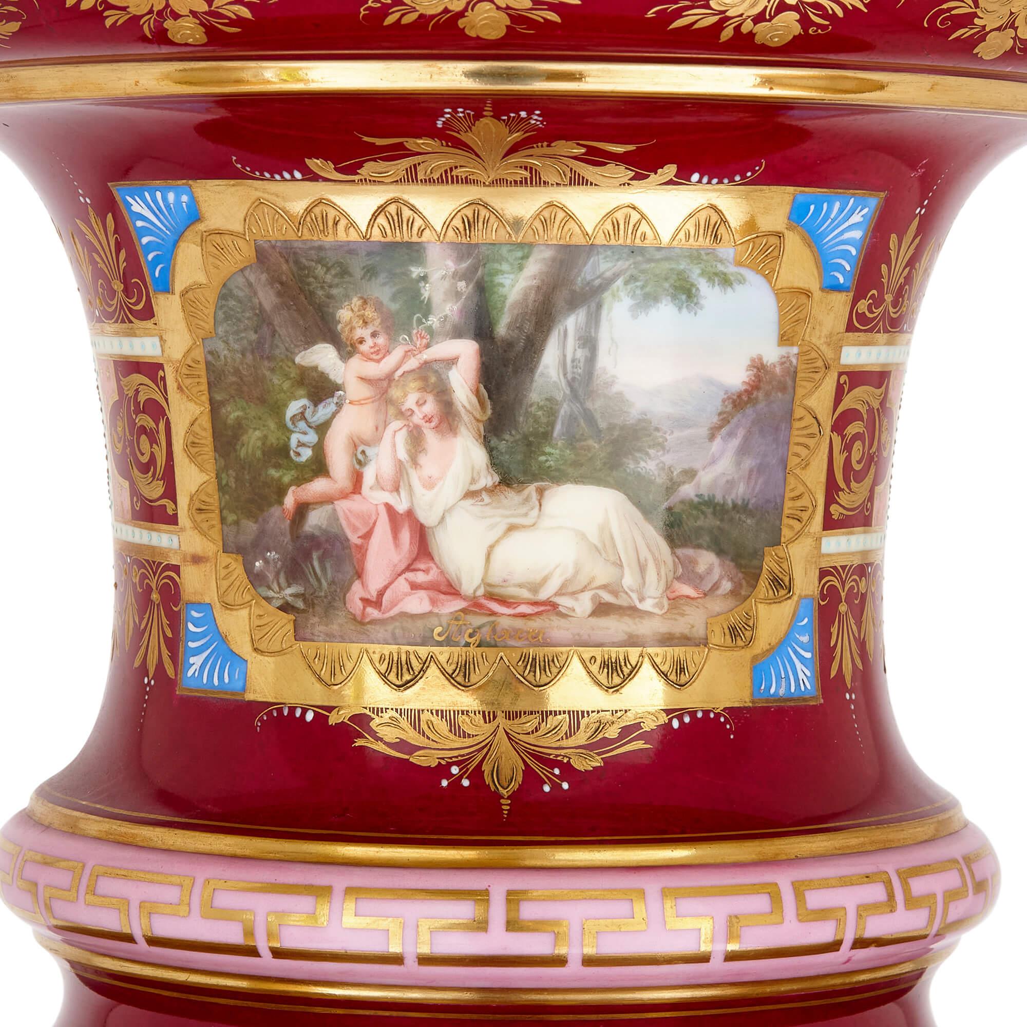 Neoclassical Monumental Royal Vienna Classical Porcelain Vase For Sale
