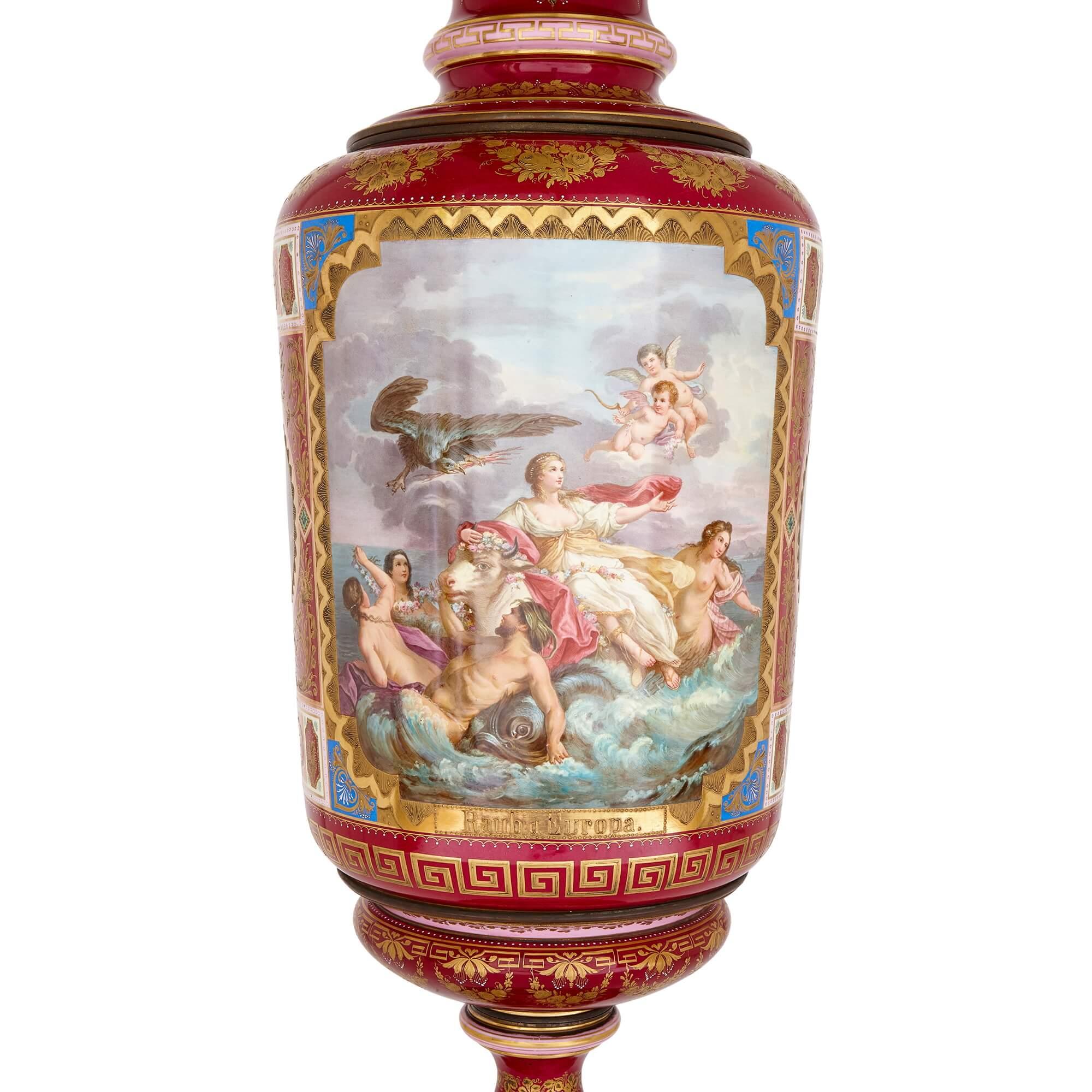 Monumental Royal Vienna Classical Porcelain Vase For Sale 1