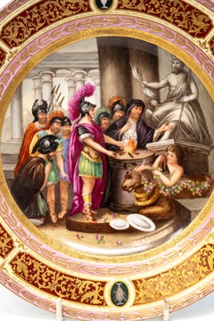 Monumental Royal Vienna Style Porcelain Portrait Plate "The Sacrifice of Mucius