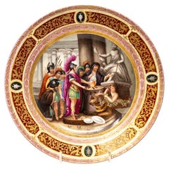 Monumental Royal Vienna Style Porcelain Portrait Plate "The Sacrifice of Mucius