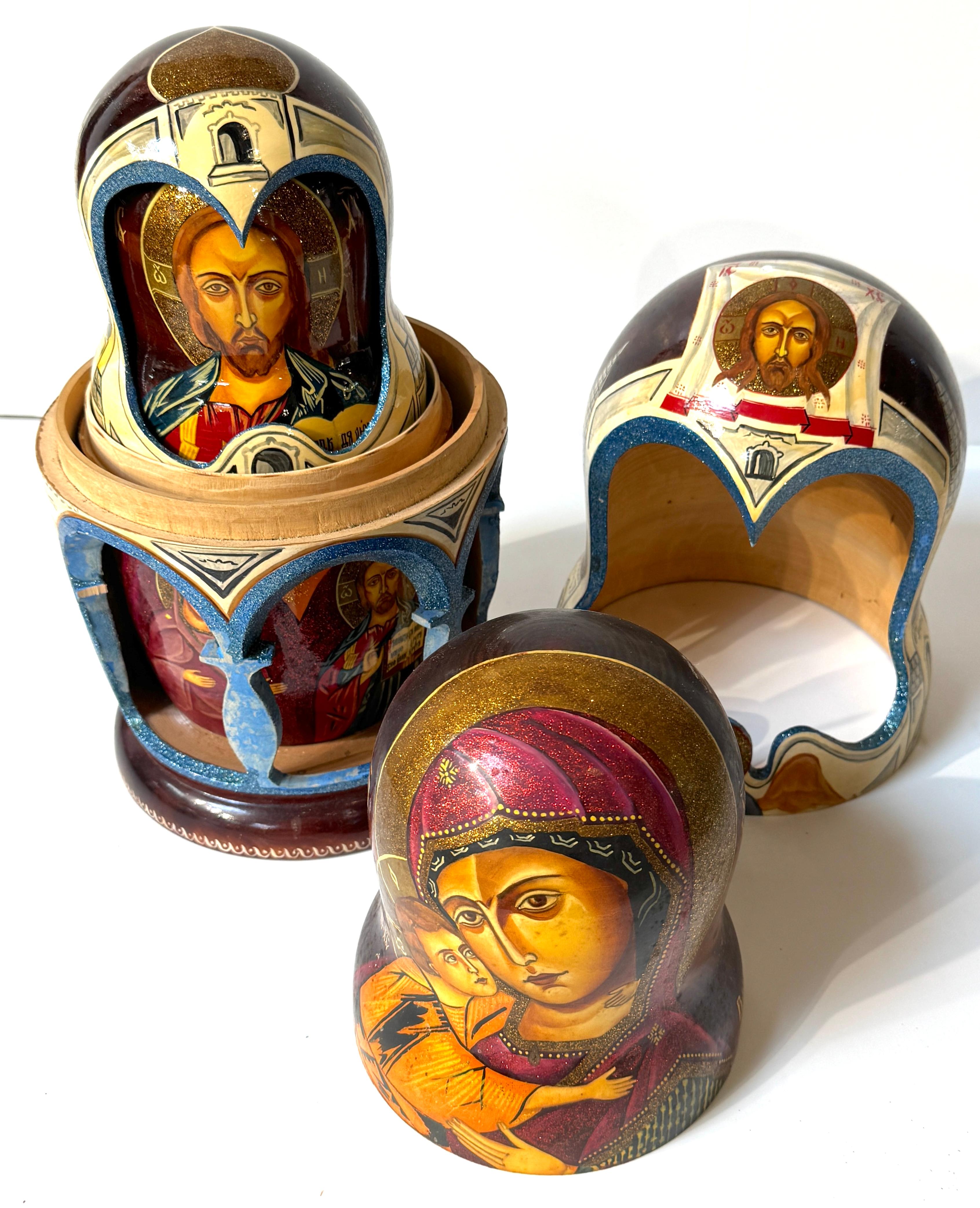 Monumental Russian Orthodox Icon Matryoshka (Nesting Doll) 40 Piece Set, 2000 For Sale 5