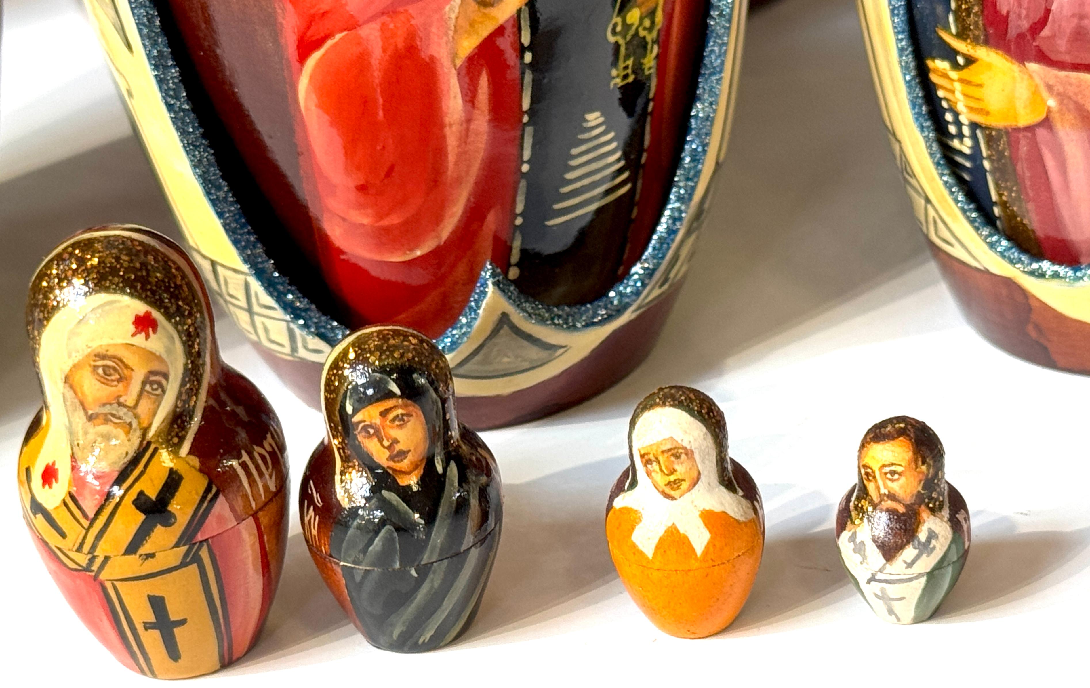 Enameled Monumental Russian Orthodox Icon Matryoshka (Nesting Doll) 40 Piece Set, 2000 For Sale