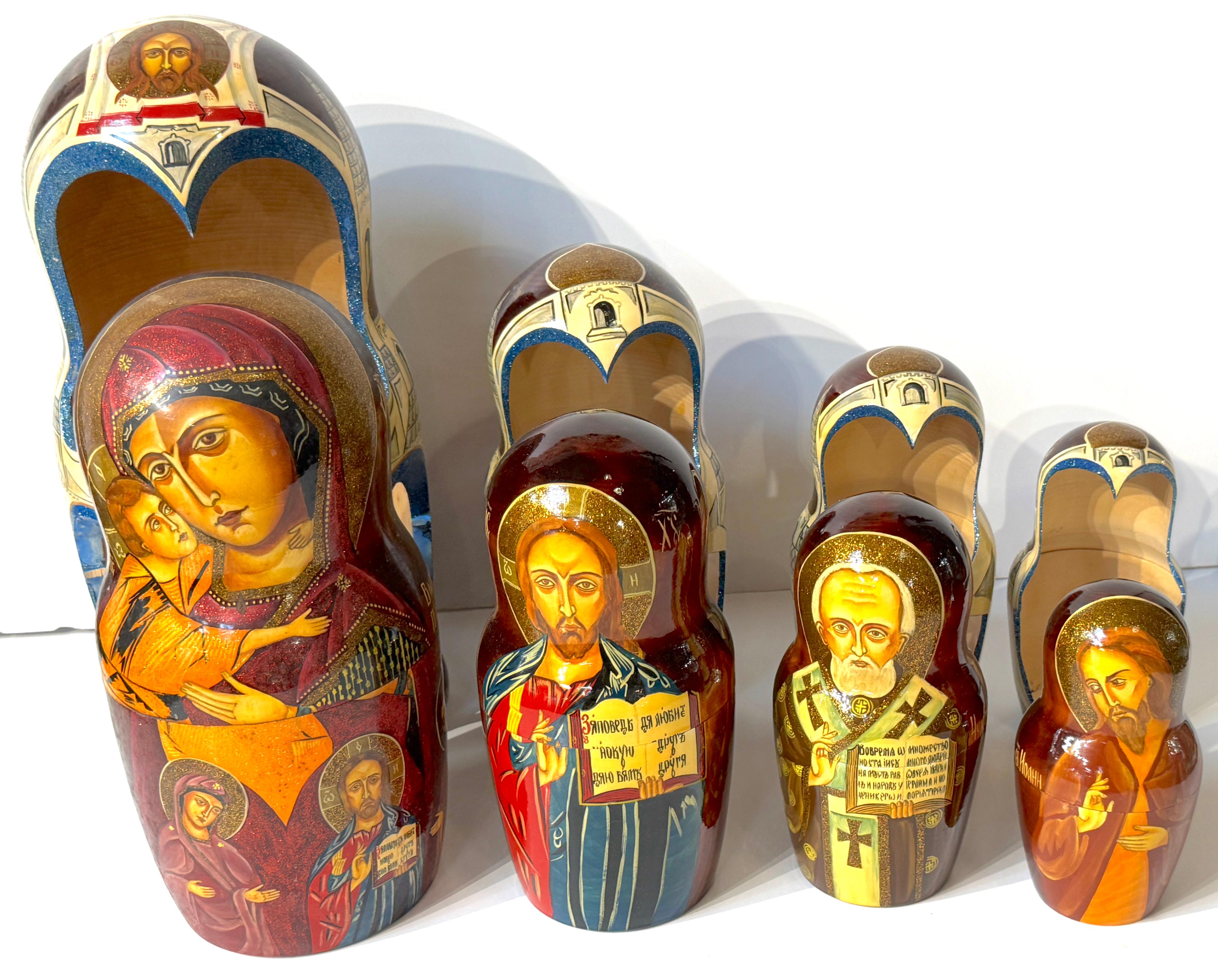Monumental Russian Orthodox Icon Matryoshka (Nesting Doll) 40 Piece Set, 2000 For Sale 1