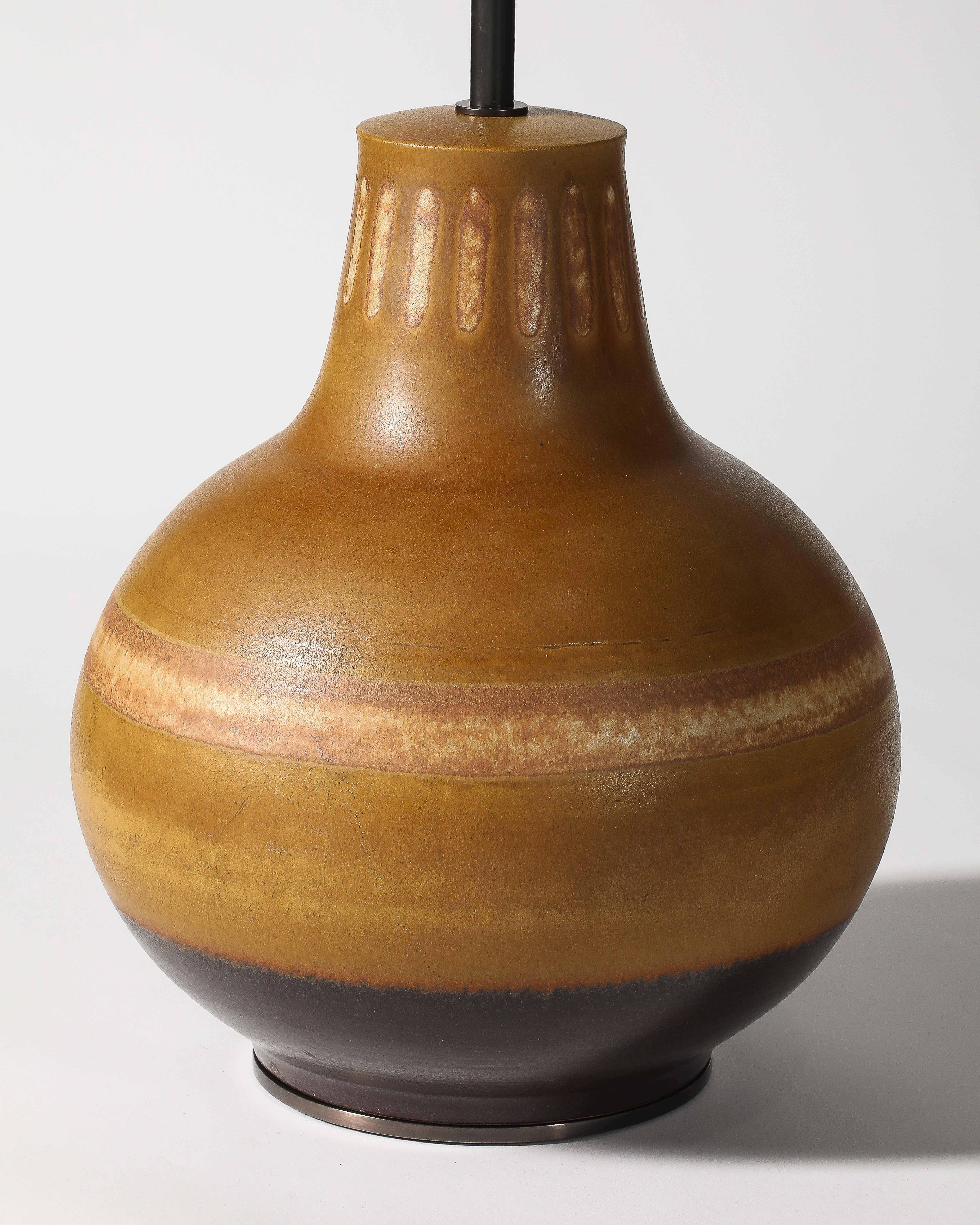 Monumental Lámpara de Mesa de Cerámica Esmaltada de Color Óxido, Francia, S. XX en venta 4