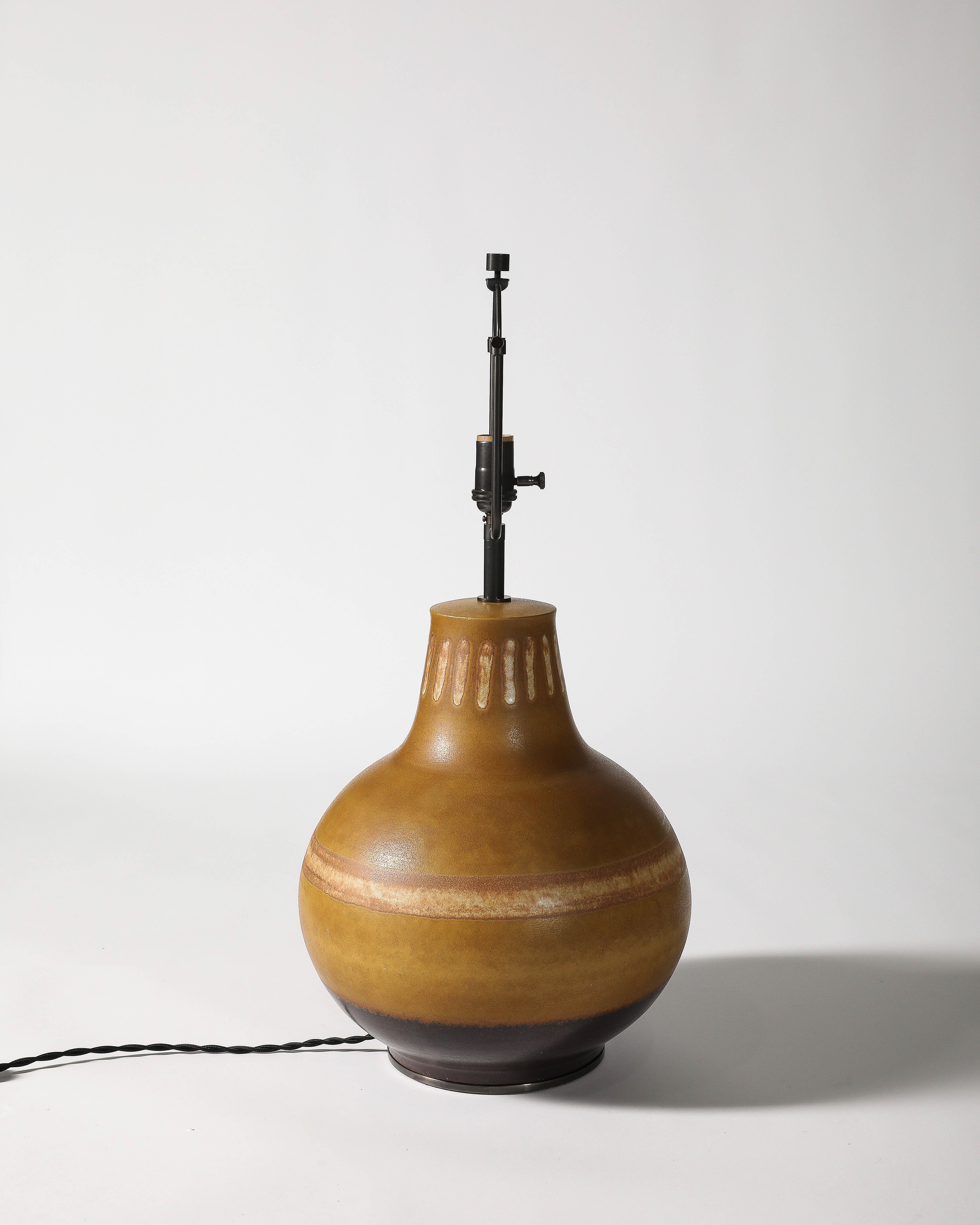 Monumental Lámpara de Mesa de Cerámica Esmaltada de Color Óxido, Francia, S. XX Cerámico en venta