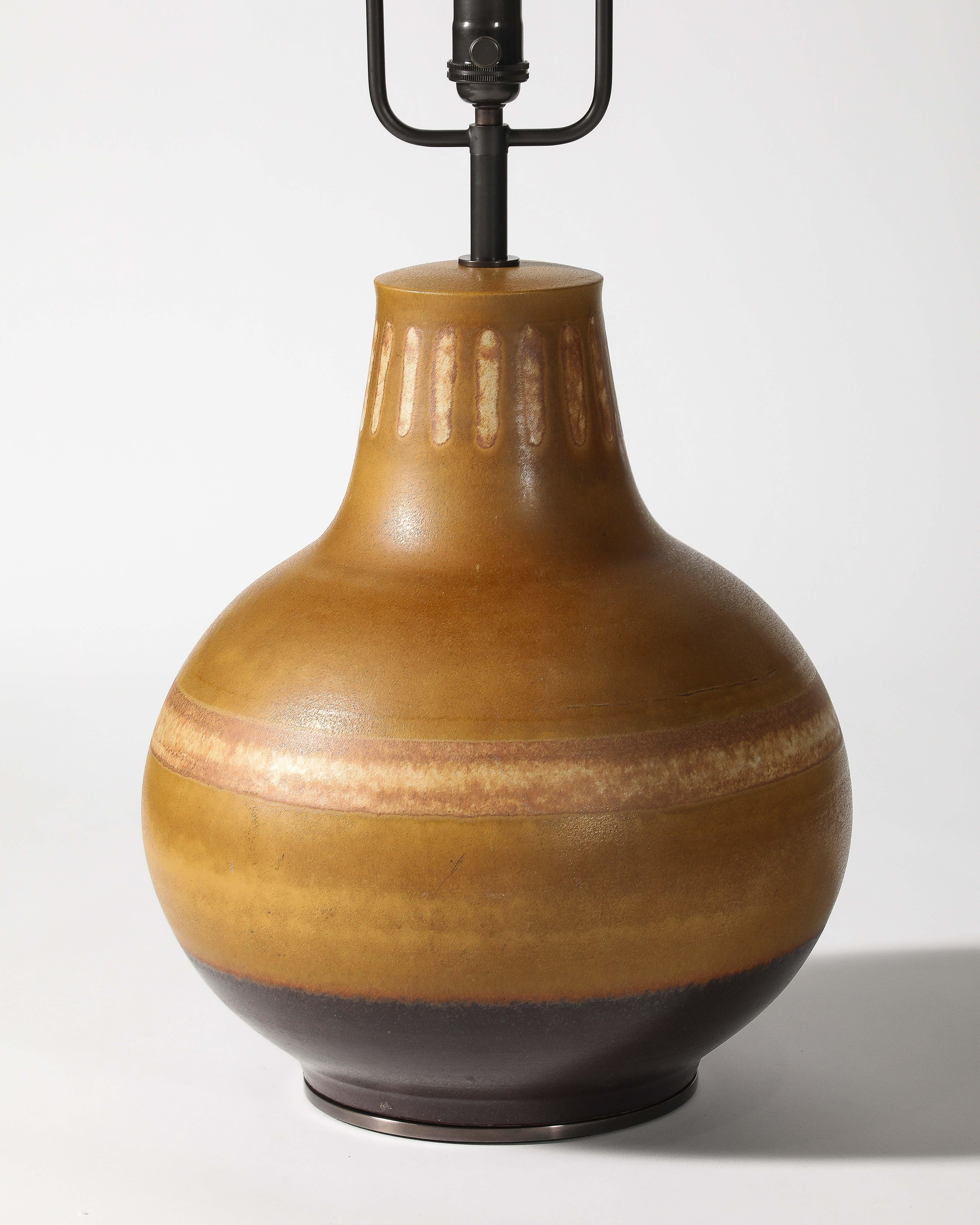 Monumental Lámpara de Mesa de Cerámica Esmaltada de Color Óxido, Francia, S. XX en venta 1