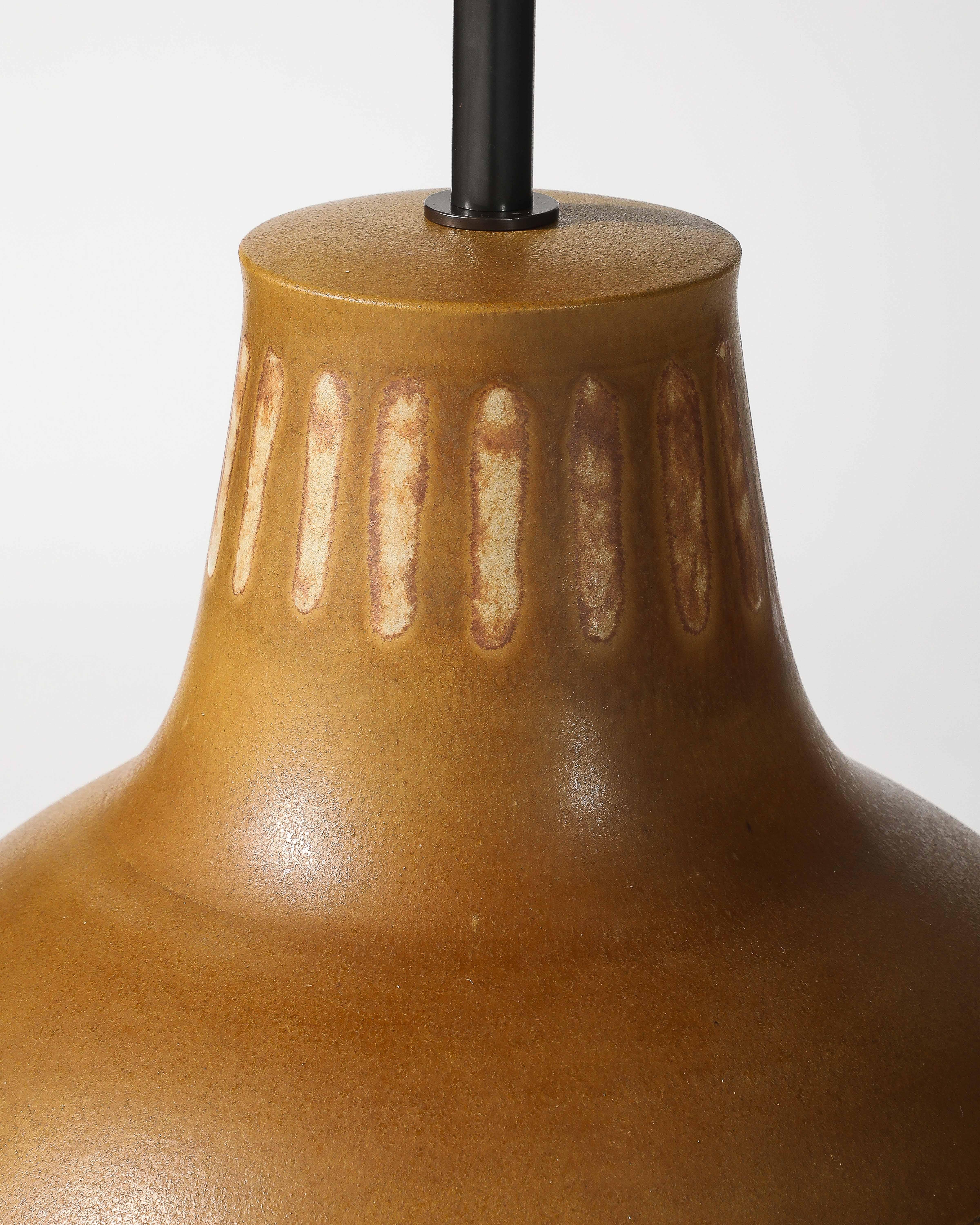 Monumental Lámpara de Mesa de Cerámica Esmaltada de Color Óxido, Francia, S. XX en venta 2