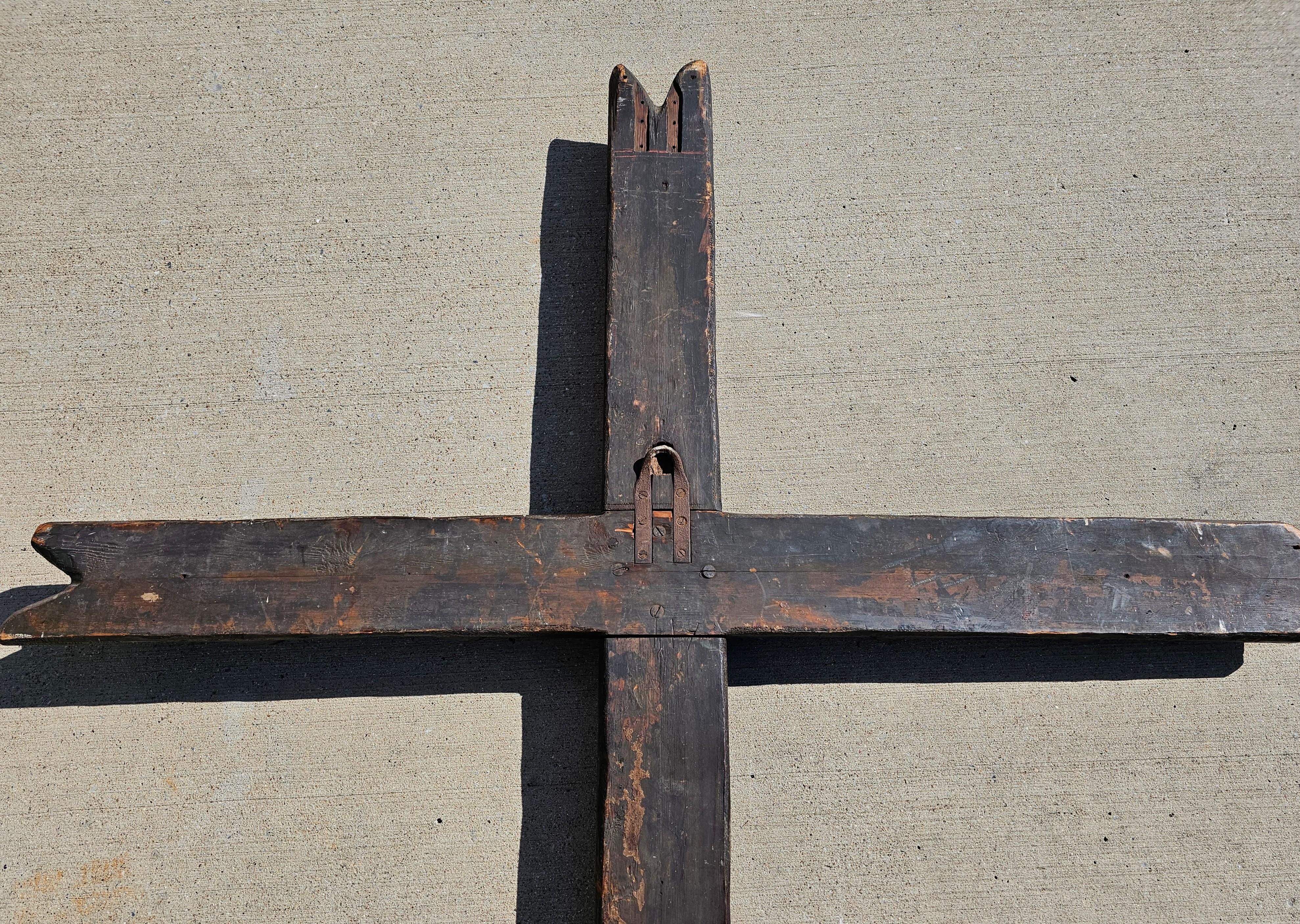 Monumental Rustic 19th Century Carved Wood Church Cross 11