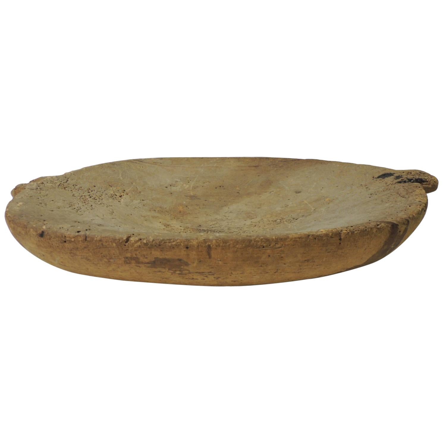 Rustic Large Scale Rustic Hand-Carved Solid Maple Wood Serving Bowl