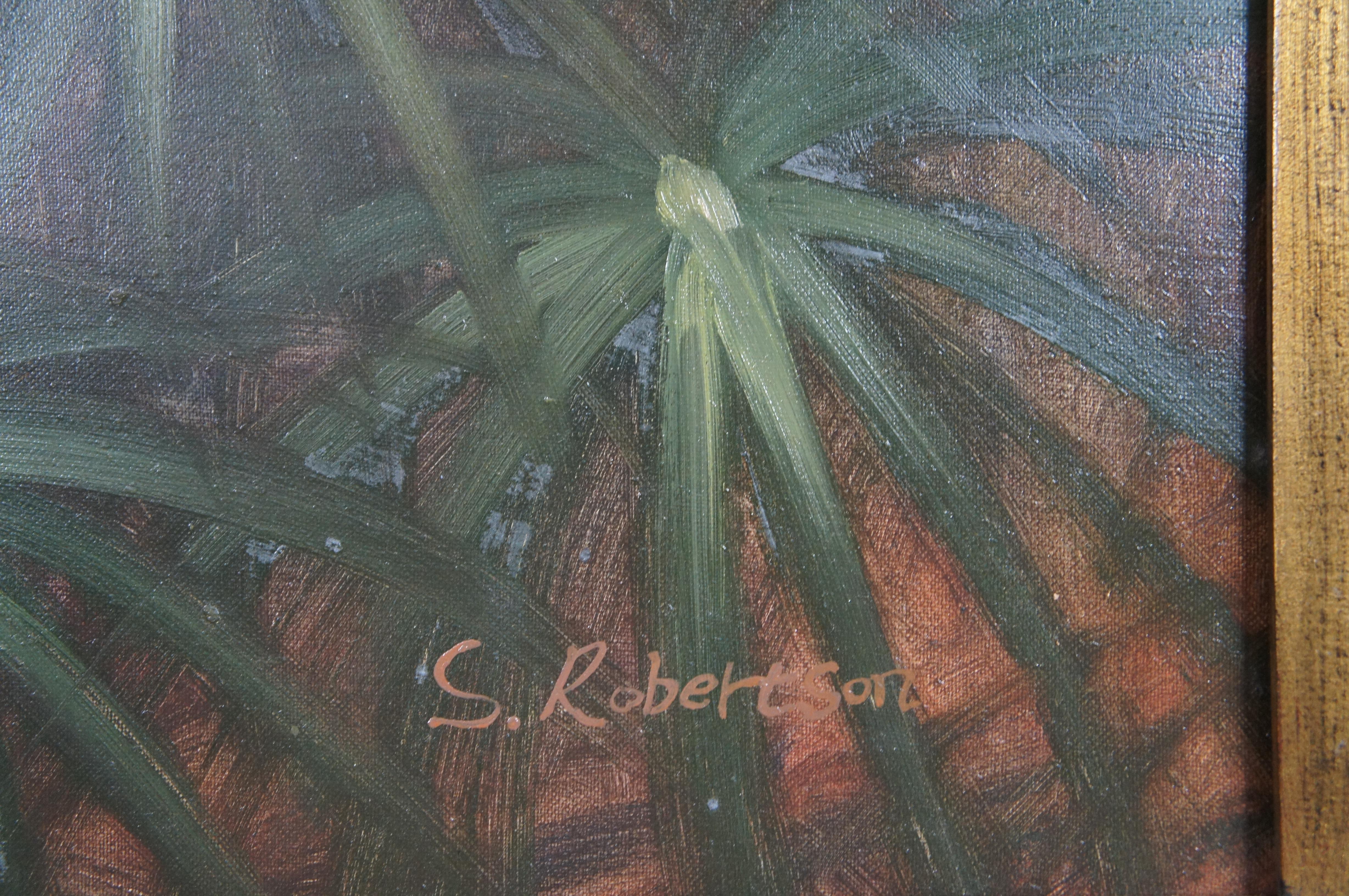 Canvas Monumental S. Robertson Tropical Birds Woodland Landscape Oil Painting 82