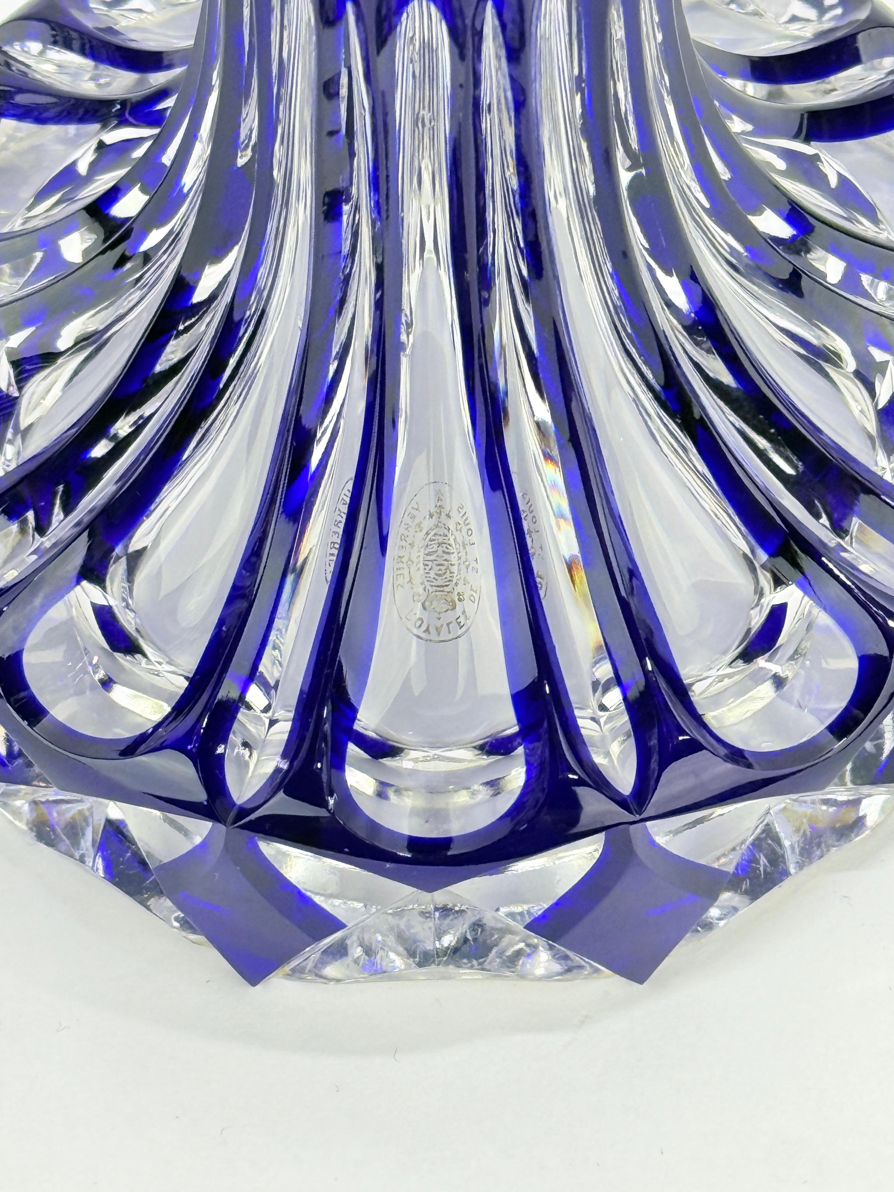 Monumental Saint Louis Cobalt & Gilt Cut-Crystal Vase, 