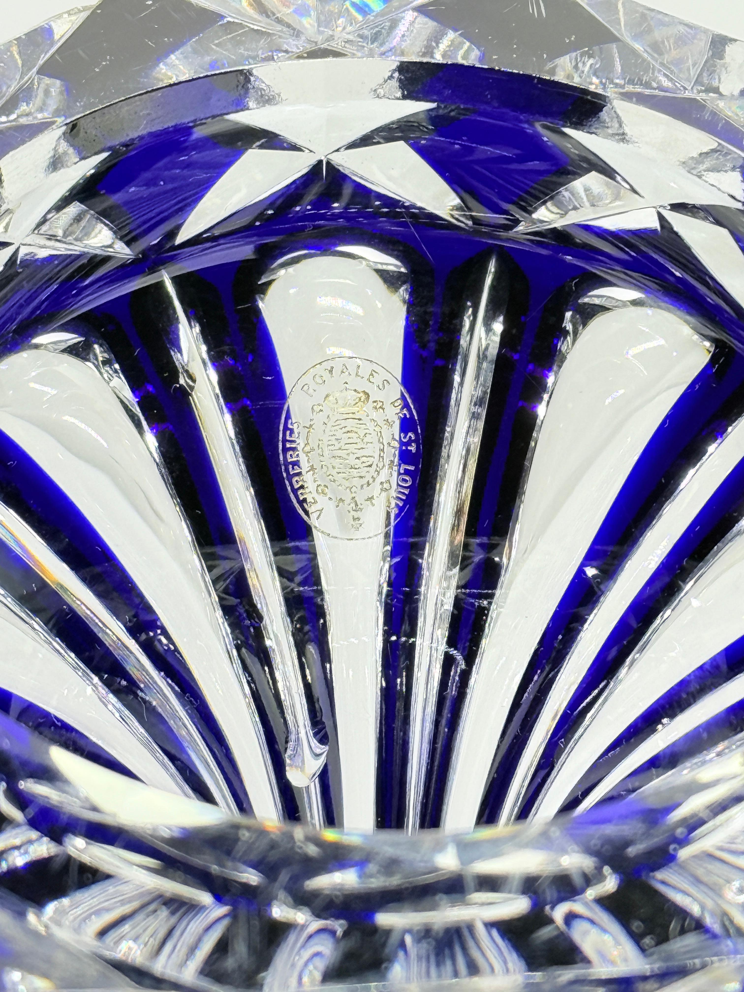 Monumental Saint Louis Cobalt & Gilt Cut-Crystal Vase, 