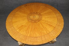 Monumental Satinwood Carved Gilded Rams Head 62 inch Circular Center Table
