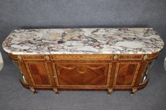 Monumentales Sideboard aus Seidenholz mit Intarsien aus Veilchenholz und Marmorplatte, signiert Maison Krieger