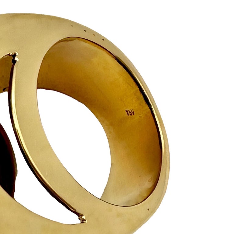 Bague En Or 18 Carats Avec Ambre - Taille 56, 6,68 G, Occasion, Style Déclaration