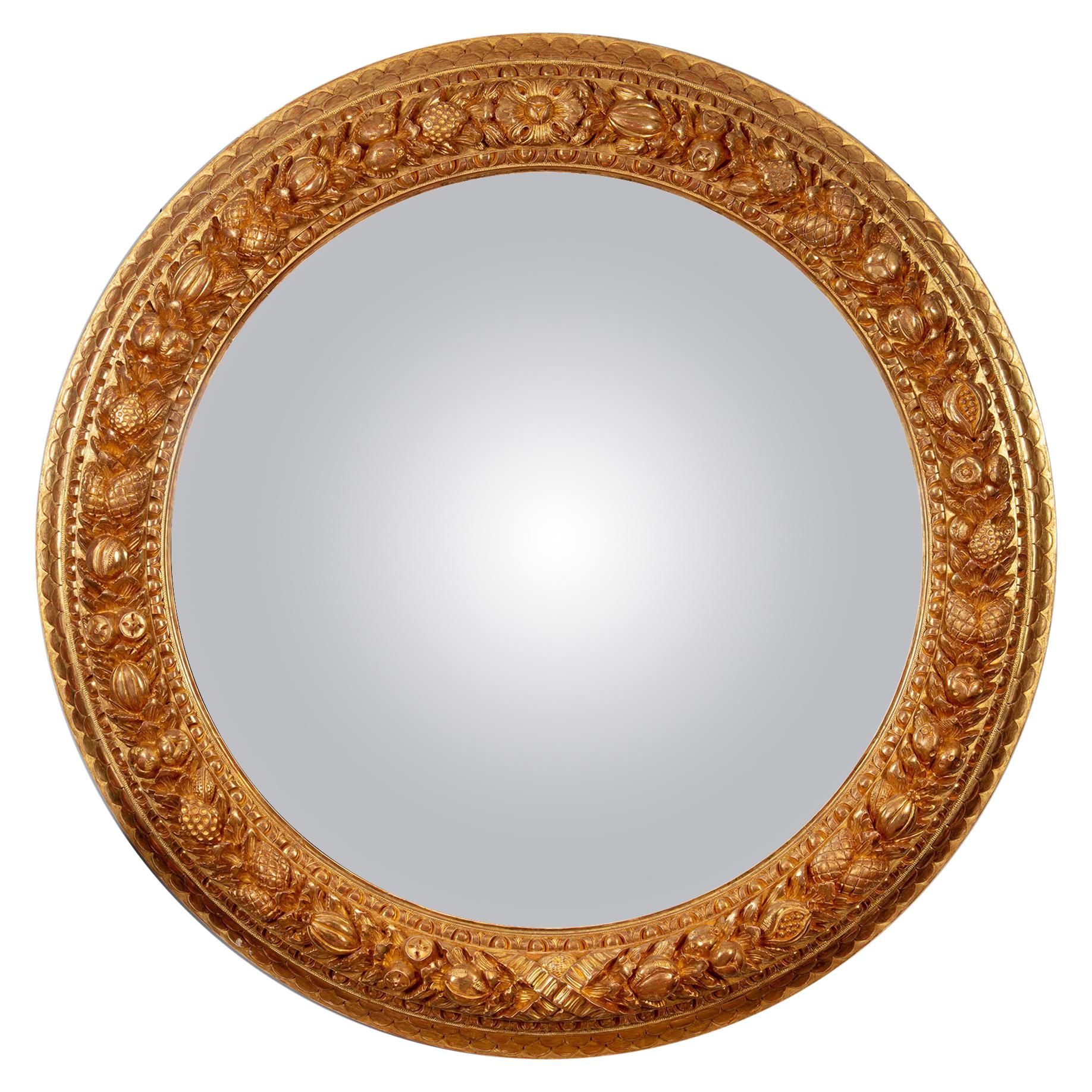 Monumental Scale Italian Large Convex Mirror For Sale