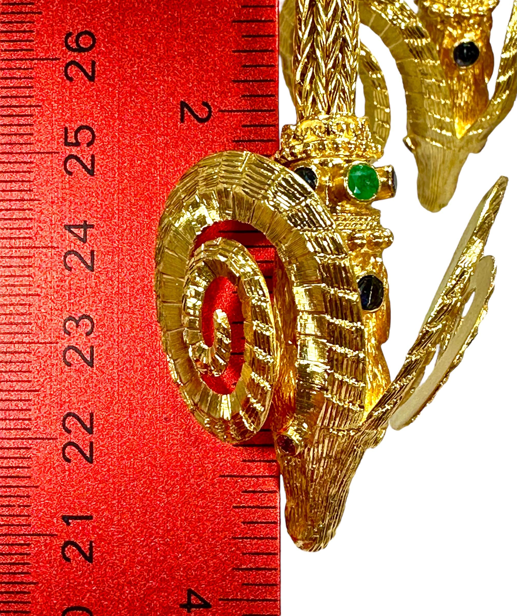 Lalaounis Collier monumental à double tête de bélier en or 18 carats de 38 pouces de long en vente 7