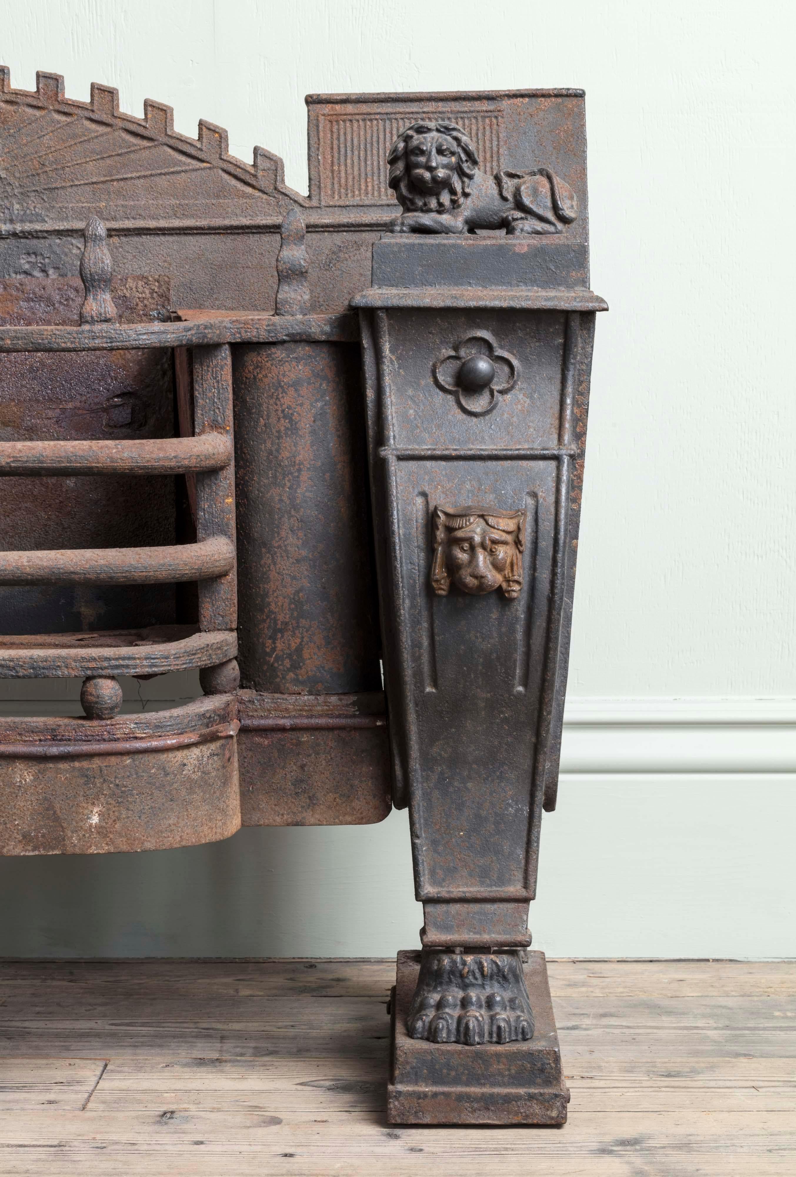 19th Century Monumental Scale Regency Period Sarcophagus Hob Grate For Sale