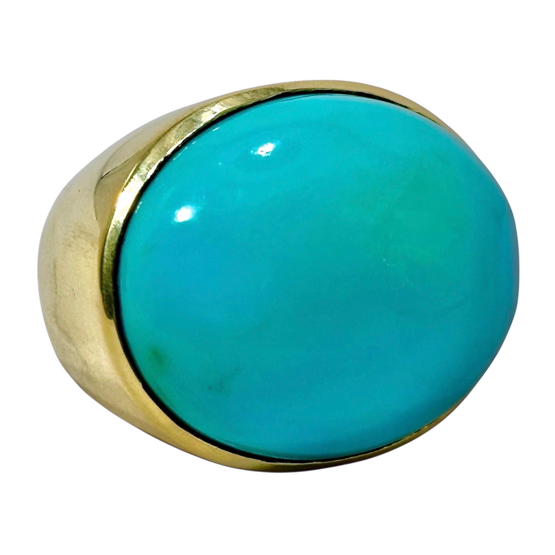 Monumental Scale Vintage Persian Turquoise & Gold Statement Ring For Him or Her