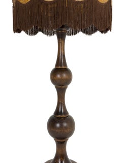 Monumental Scandinavian Parchment Floor Lamp with Original Fringe, 1930s