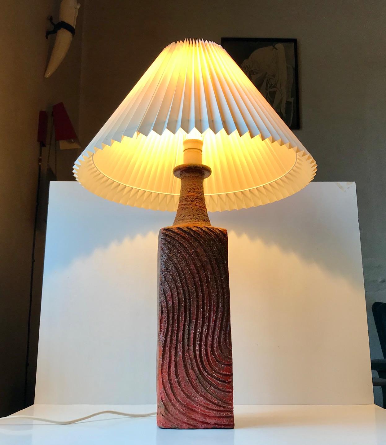 Monumental Scandinavian Stoneware Table Lamp, Ribe, 1970s In Good Condition For Sale In Esbjerg, DK