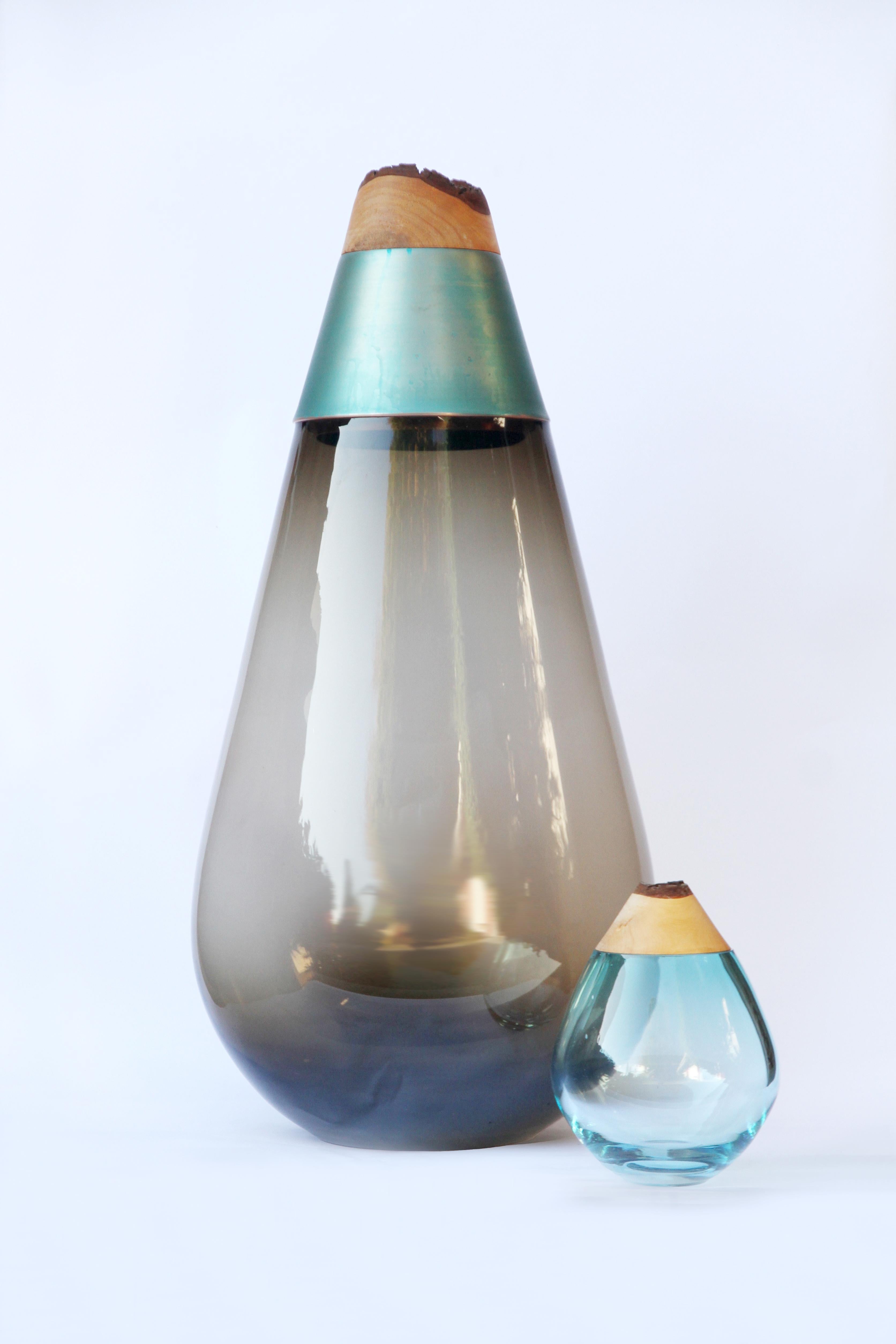 Monumental Scarabee Blue and Brass Vase, Pia Wüstenberg In New Condition In Geneve, CH